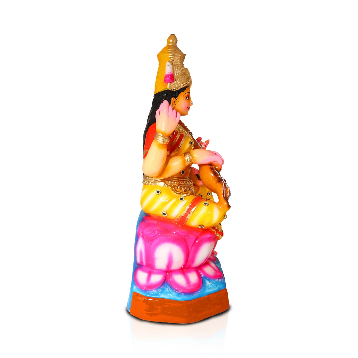 Saraswathi Paper Mache Golu Bommai - 21 x 10 Inches | Giri Golu Doll/ Navaratri Golu Bomma/Gombe/Bommai - Image 3