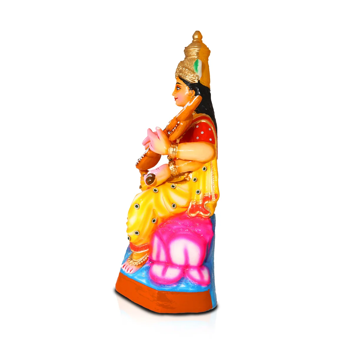 Saraswathi Paper Mache Golu Bommai - 21 x 10 Inches | Giri Golu Doll/ Navaratri Golu Bomma/Gombe/Bommai - Image 4