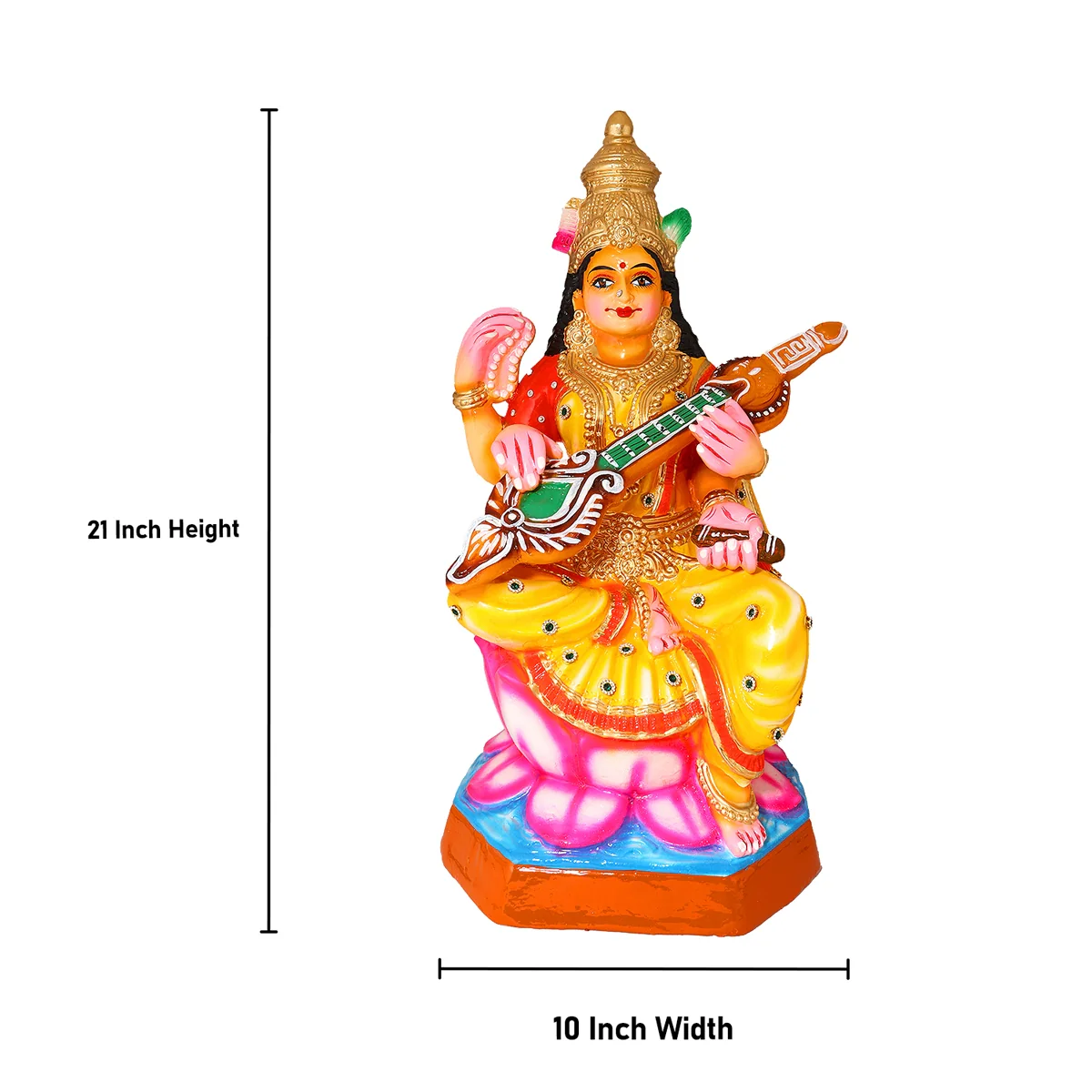 Saraswathi Paper Mache Golu Bommai - 21 x 10 Inches | Giri Golu Doll/ Navaratri Golu Bomma/Gombe/Bommai - Image 6