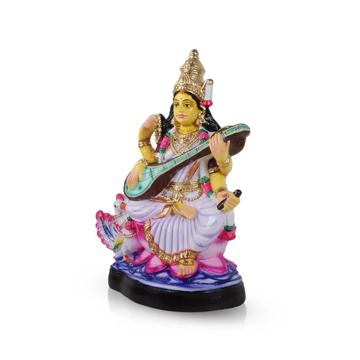 Saraswati Paper Mache Golu Bommai - 17 x 11.5 Inches | Giri Golu Doll/ Navaratri Golu Bomma/Gombe/Bommai - Image 3