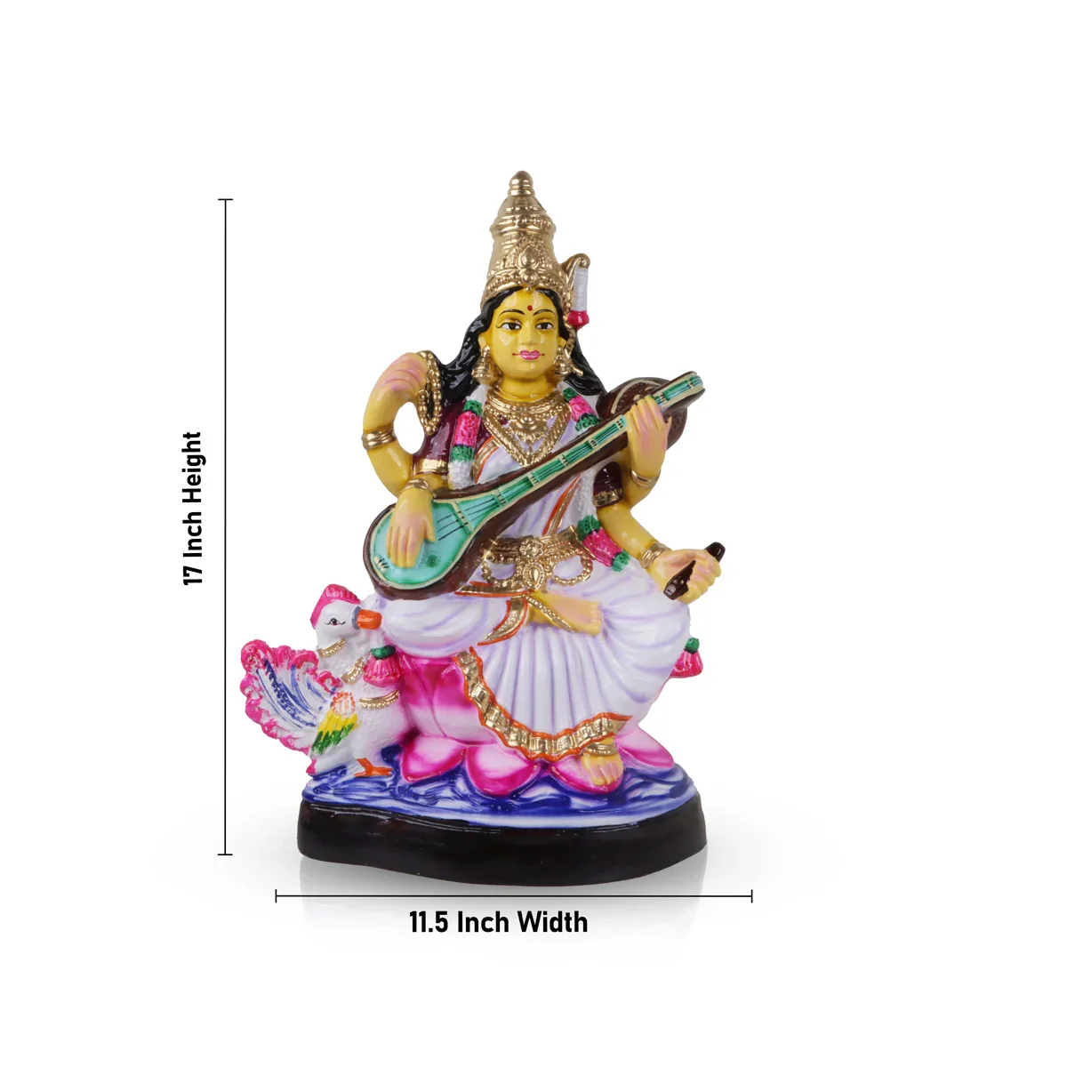 Saraswati Paper Mache Golu Bommai - 17 x 11.5 Inches | Giri Golu Doll/ Navaratri Golu Bomma/Gombe/Bommai - Image 5