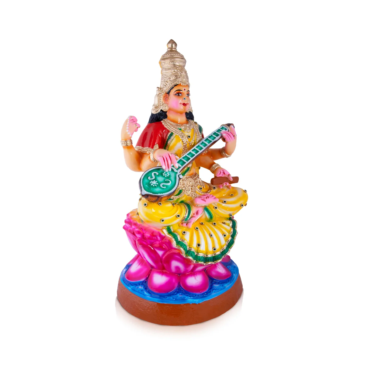 Saraswati Paper Mache Golu Bommai - 31.5 x 15 Inches | Giri Golu Doll/ Navaratri Golu Bomma/Gombe/Bommai - Image 2