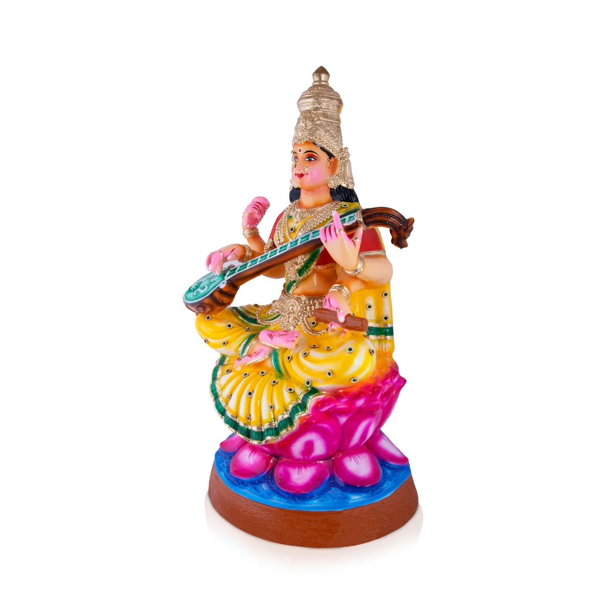 Saraswati Paper Mache Golu Bommai - 31.5 x 15 Inches | Giri Golu Doll/ Navaratri Golu Bomma/Gombe/Bommai - Image 3