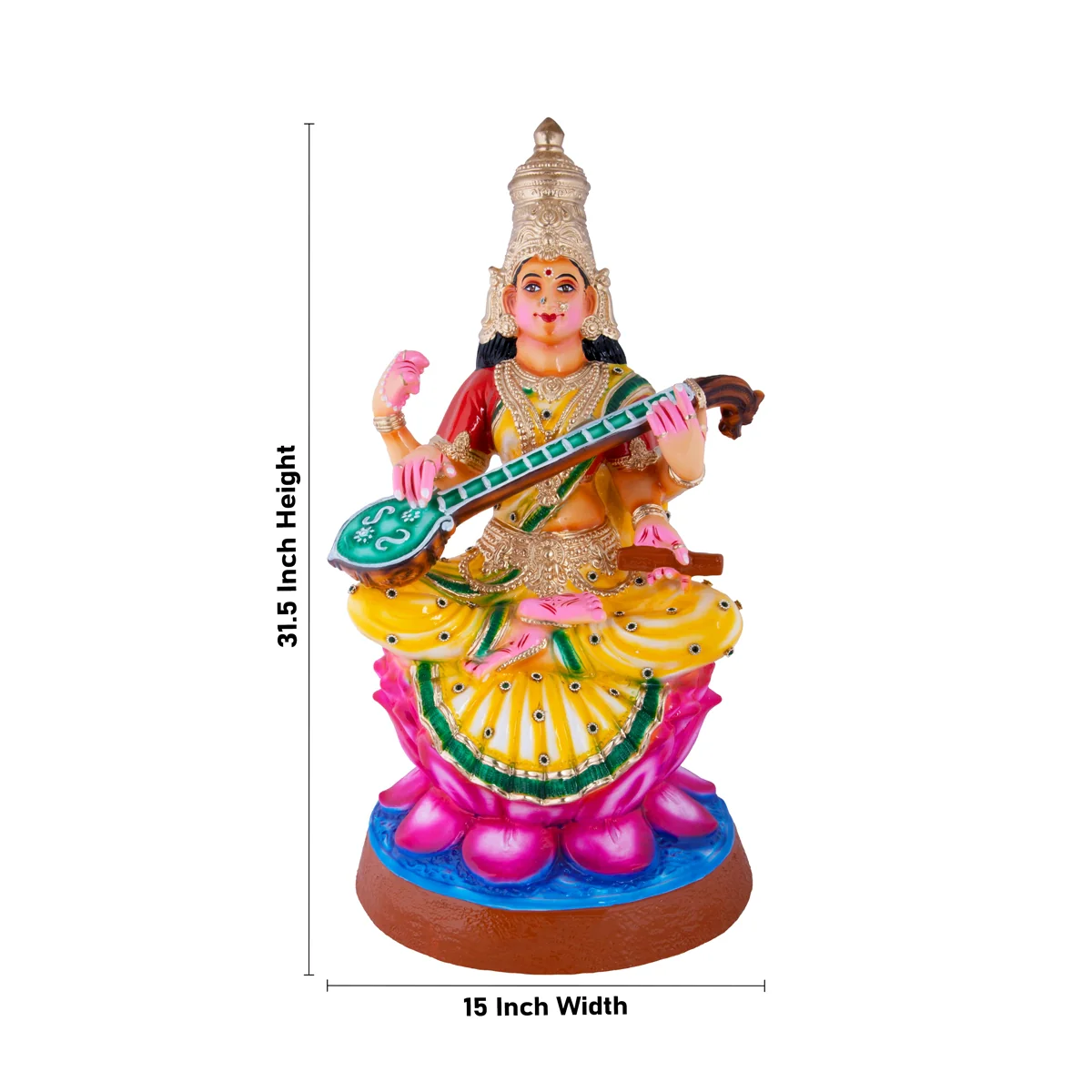 Saraswati Paper Mache Golu Bommai - 31.5 x 15 Inches | Giri Golu Doll/ Navaratri Golu Bomma/Gombe/Bommai - Image 4