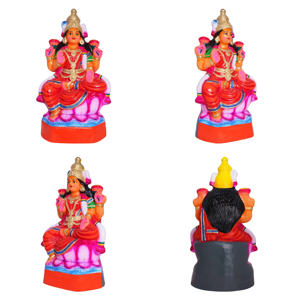 Saraswati Lakshmi Paper Mache Golu Bommai Pair- 20 X 9 Inches | Giri Golu Doll/ Navaratri Gombe/Navratri Decor - Image 3