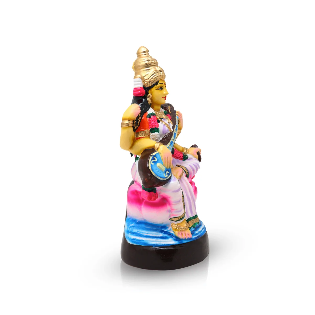 Saraswati Murti Paper Mache Golu Bommai- 11 X 5.75 Inches | Navaratri Golu Gombe/Giri Golu Doll/Navratri Decor - Image 3