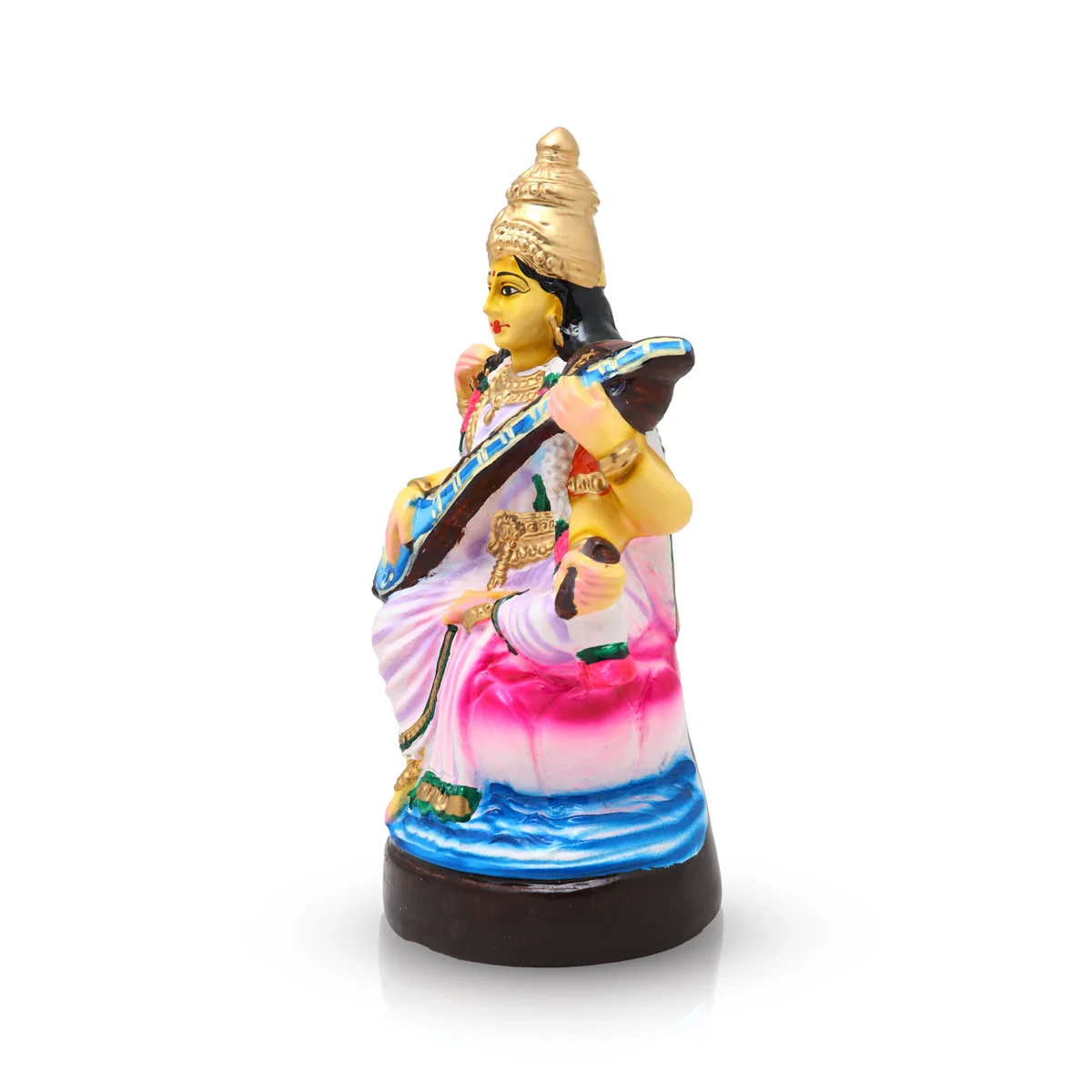 Saraswati Murti Paper Mache Golu Bommai- 11 X 5.75 Inches | Navaratri Golu Gombe/Giri Golu Doll/Navratri Decor - Image 4