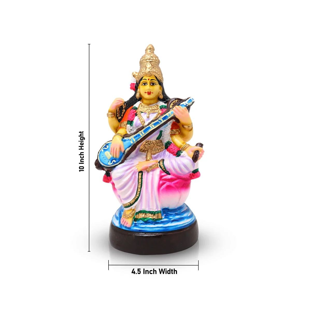 Saraswati Murti Paper Mache Golu Bommai- 11 X 5.75 Inches | Navaratri Golu Gombe/Giri Golu Doll/Navratri Decor - Image 5