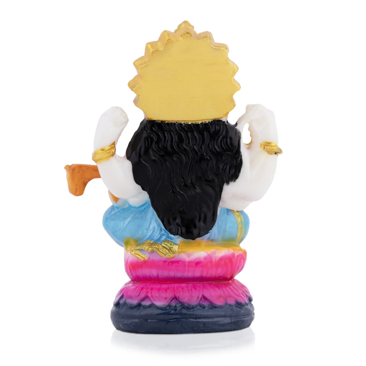 Saraswati Sitting on Lotus Murti - 4.25 x 2.5 Inches | Colorful Saraswati Idol / Vidya Devi Murti For Pooja - Image 5