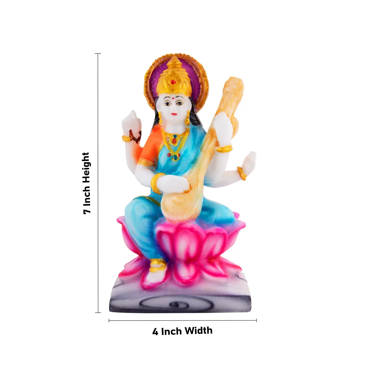 Saraswati Statue - 7 x 4 Inches | Saraswathi Statue/ Marble Dust Statue for Pooja - Image 5