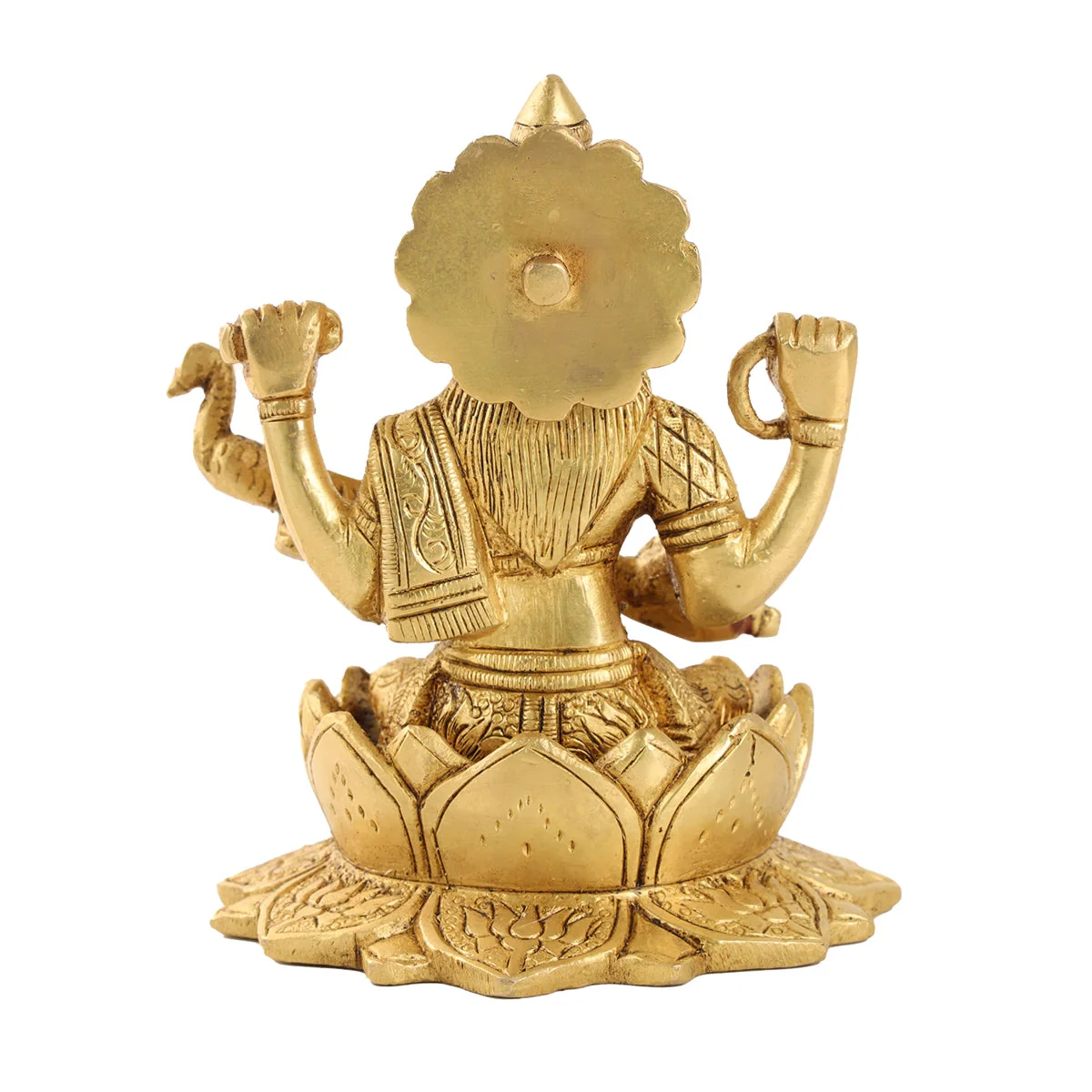 Saraswati Statue Sitting On Lotus Base - 5.5 x 4 Inches | Antique Brass Idol/ Saraswathy Idol for Worship - Image 3