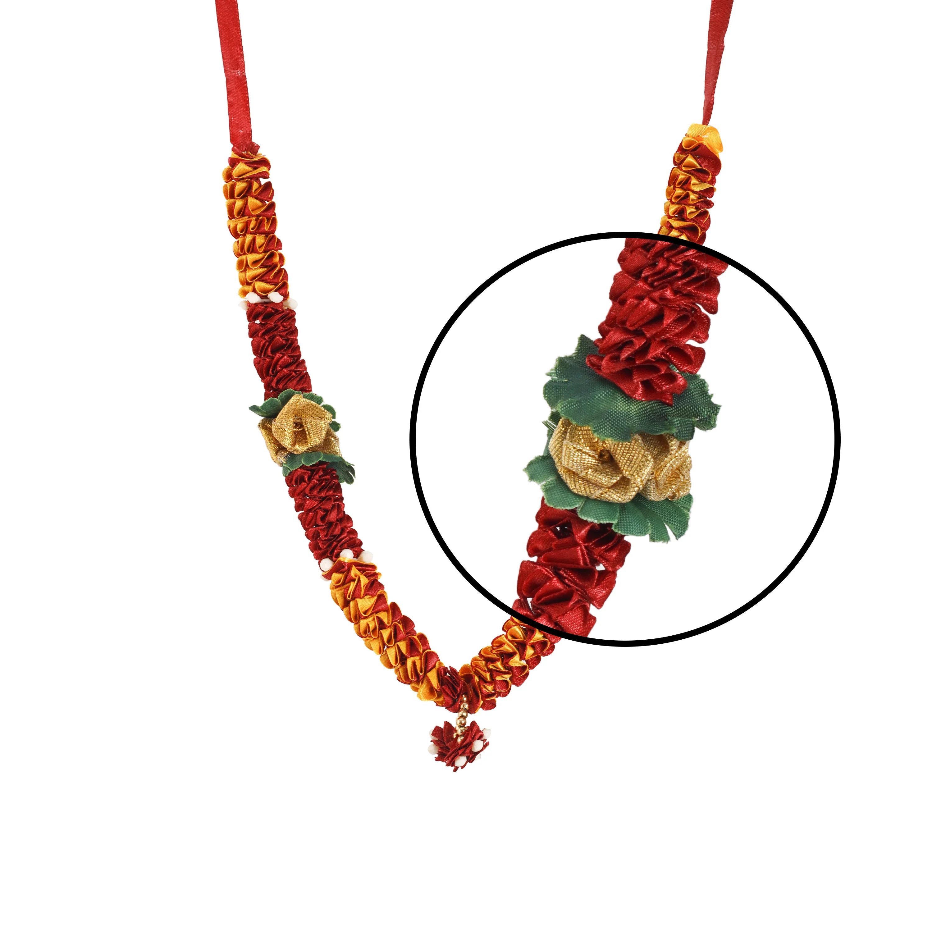 Artificial Garland - 13 Inches | Cloth Mala/ Satin Garland for Photo Frame/ Assorted Design & Colour - Image 2