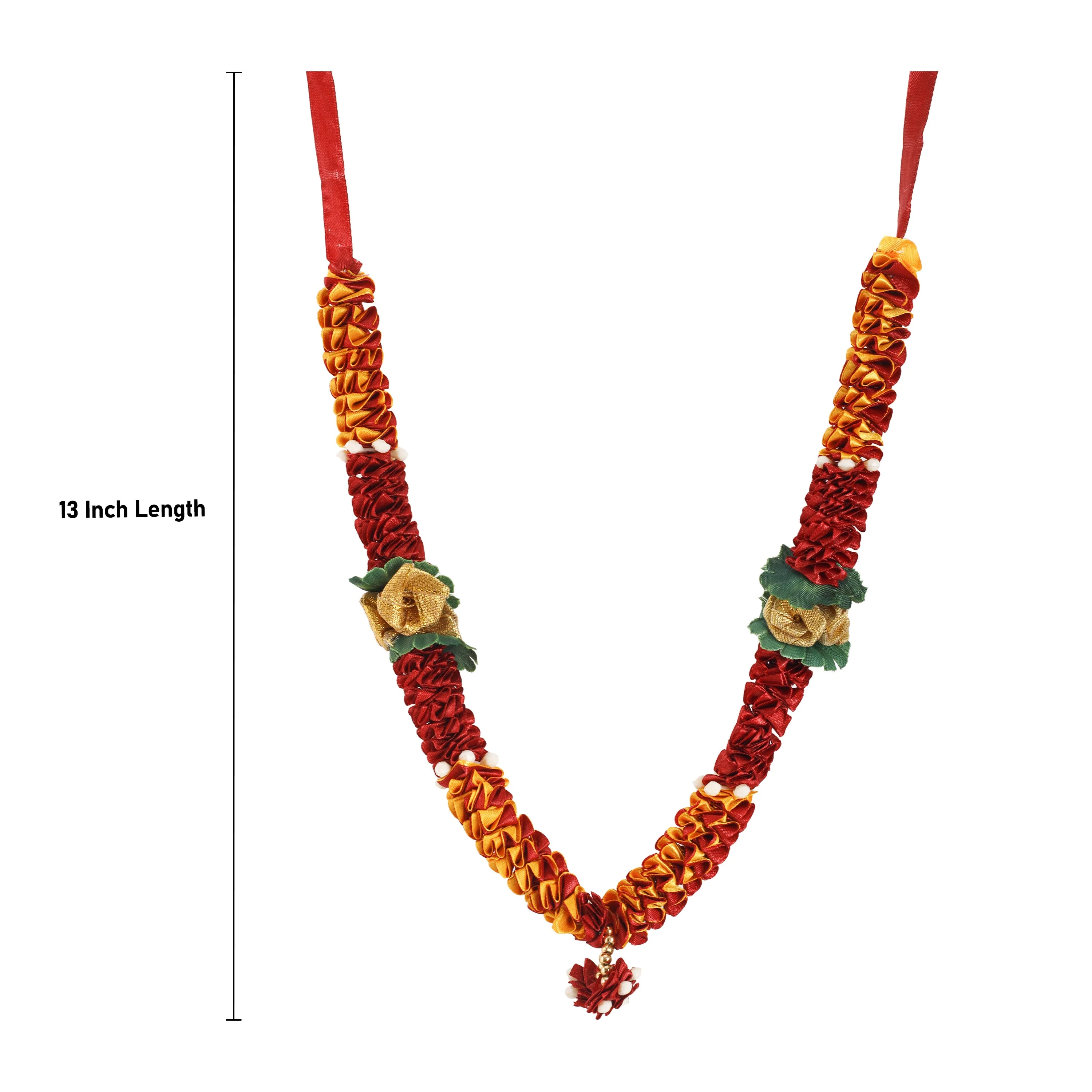 Artificial Garland - 13 Inches | Cloth Mala/ Satin Garland for Photo Frame/ Assorted Design & Colour - Image 3
