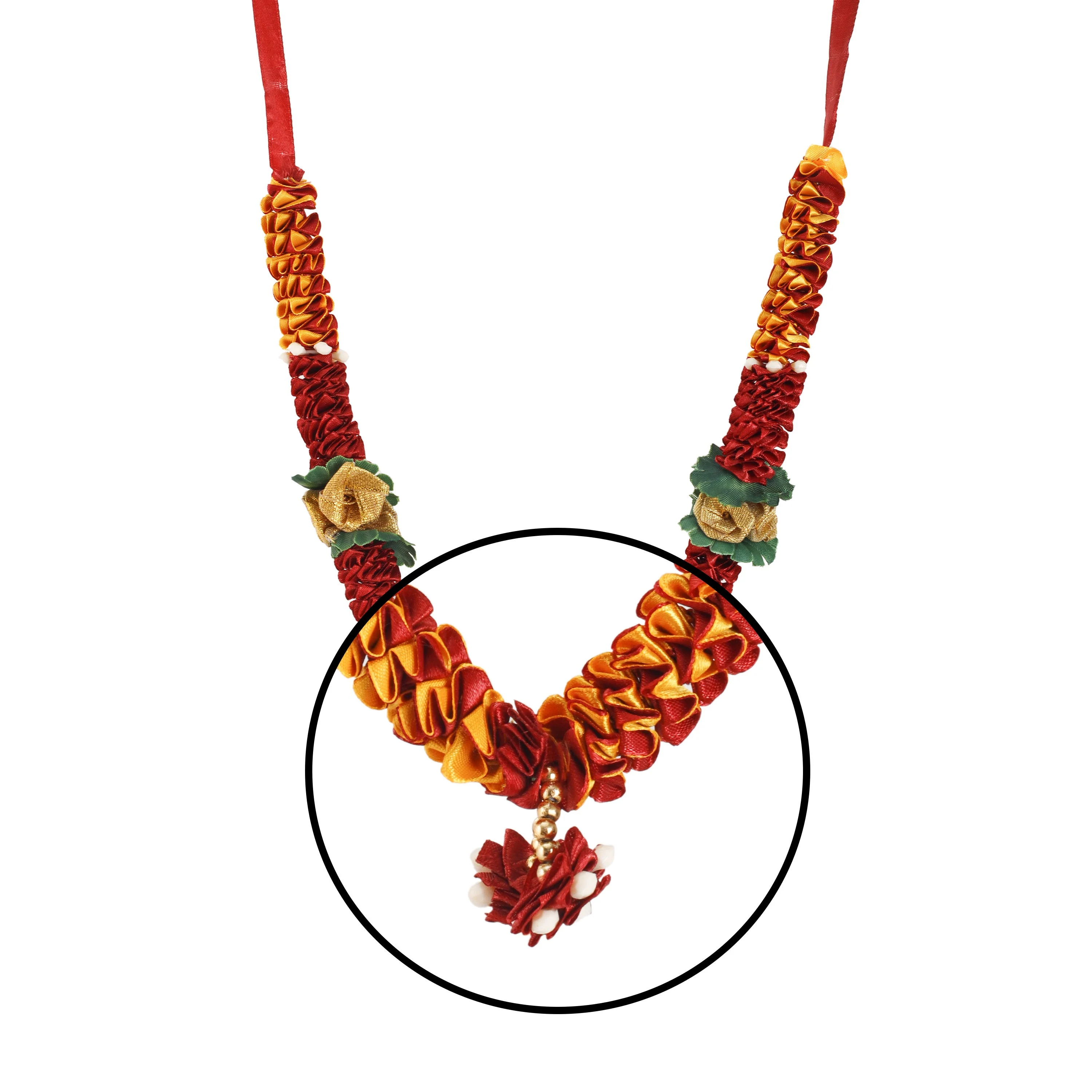 Artificial Garland - 13 Inches | Cloth Mala/ Satin Garland for Photo Frame/ Assorted Design & Colour - Image 4