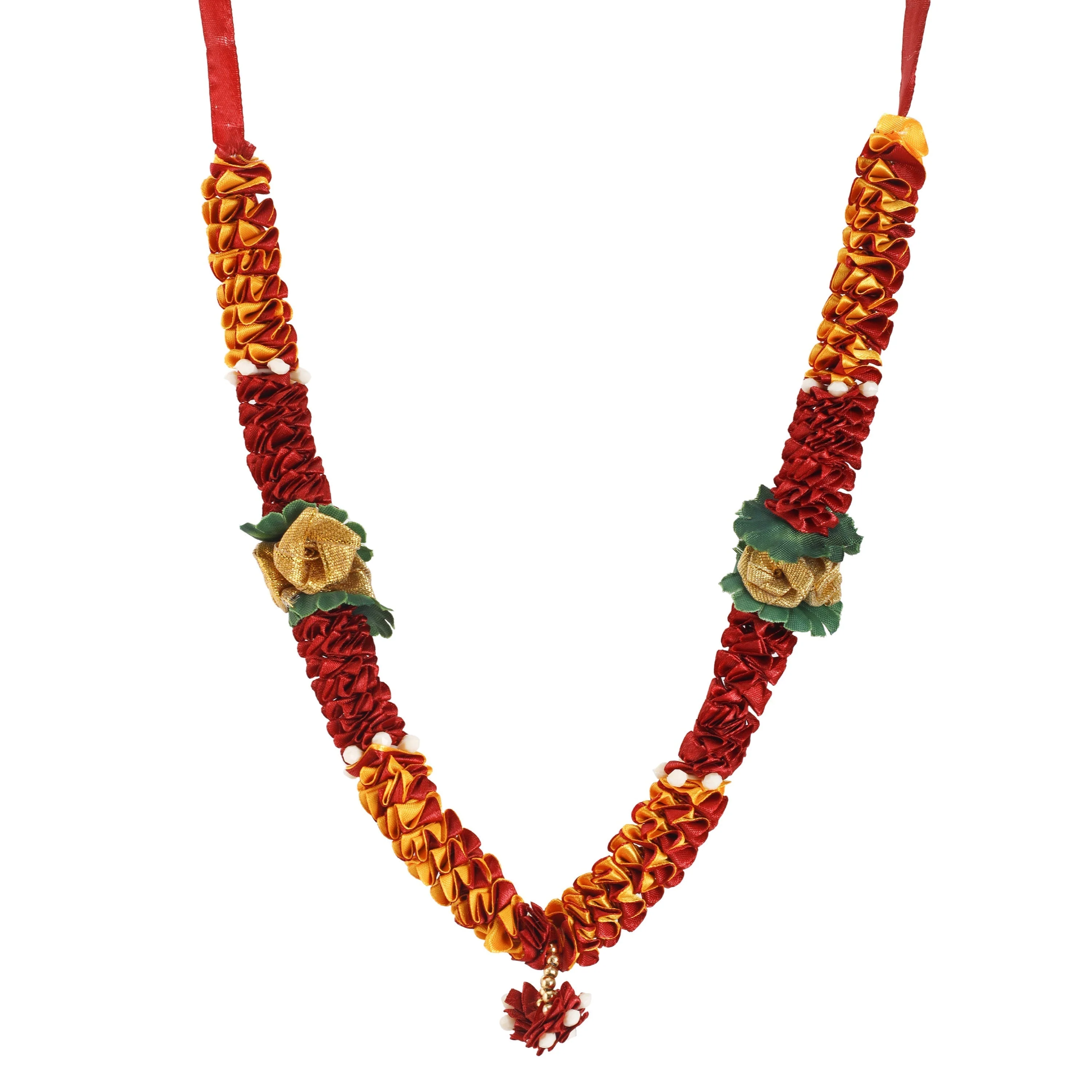 Artificial Garland - 13 Inches | Cloth Mala/ Satin Garland for Photo Frame/ Assorted Design & Colour - Image 5