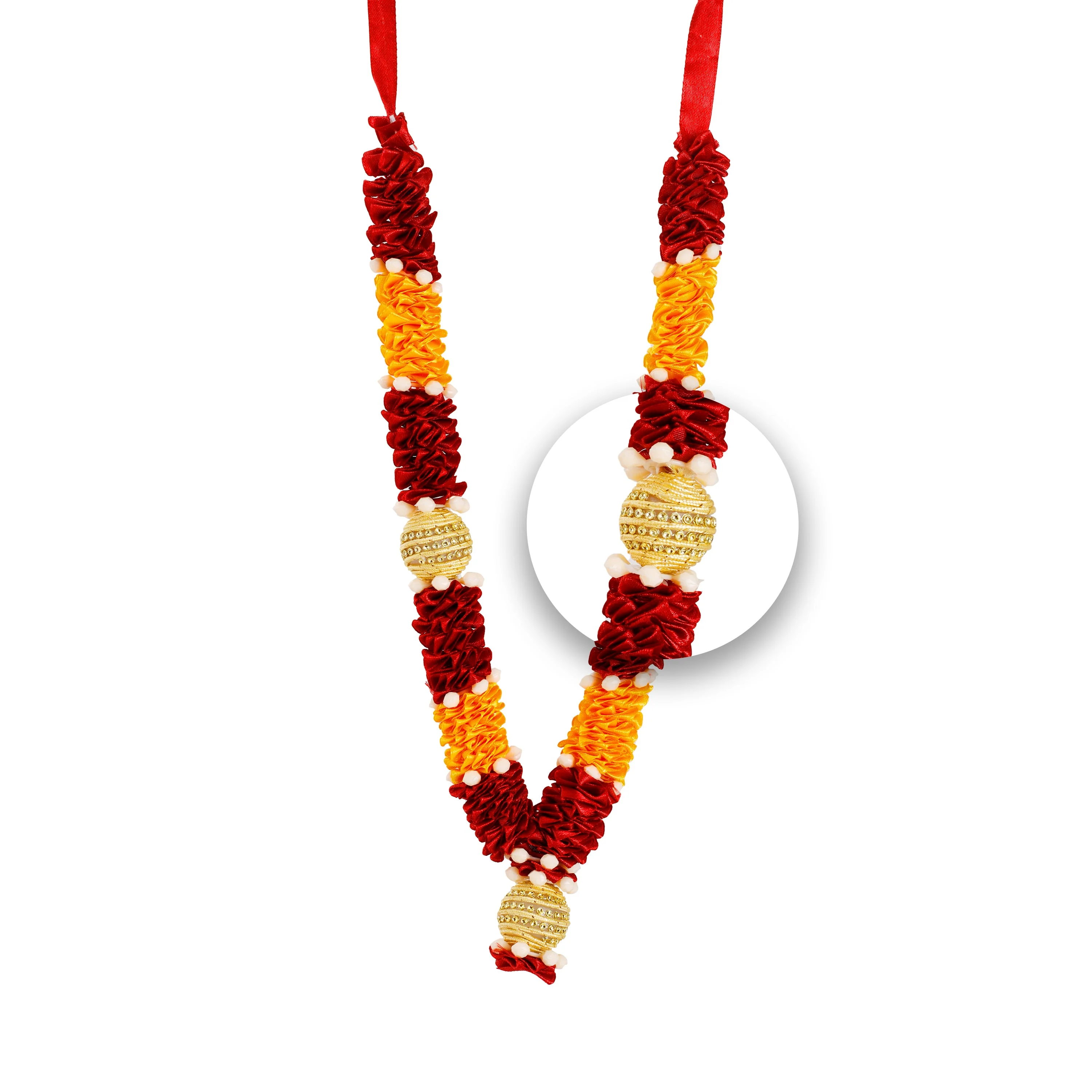 Artificial Garland - 12 Inches | Cloth Mala/ Satin Garland for Photo Frame/ Assorted Design & Colour - Image 2
