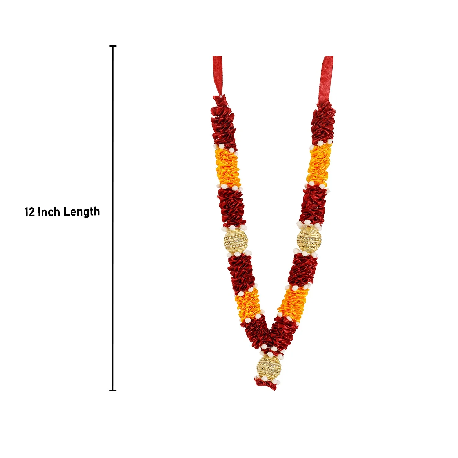 Artificial Garland - 12 Inches | Cloth Mala/ Satin Garland for Photo Frame/ Assorted Design & Colour - Image 3