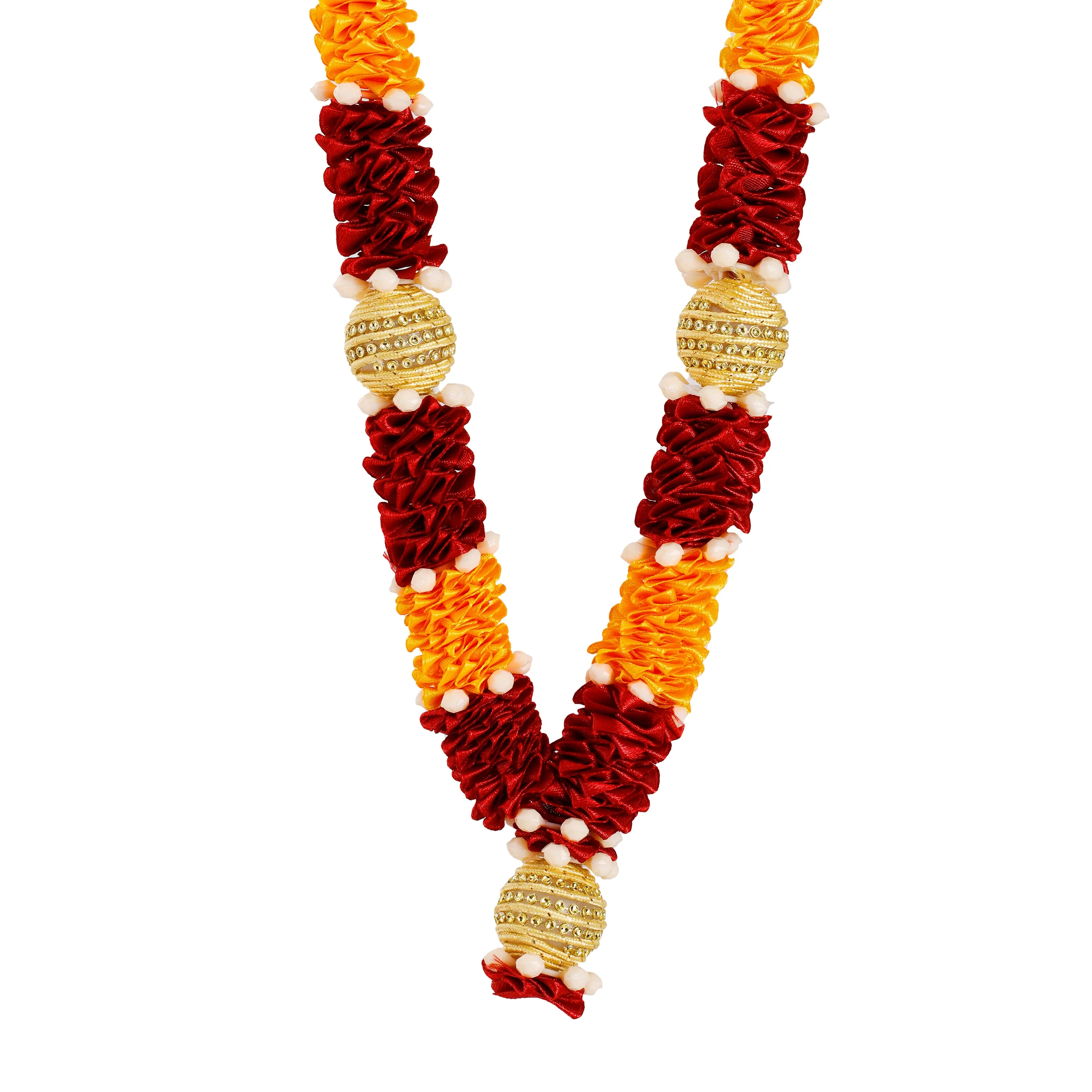 Artificial Garland - 12 Inches | Cloth Mala/ Satin Garland for Photo Frame/ Assorted Design & Colour - Image 4