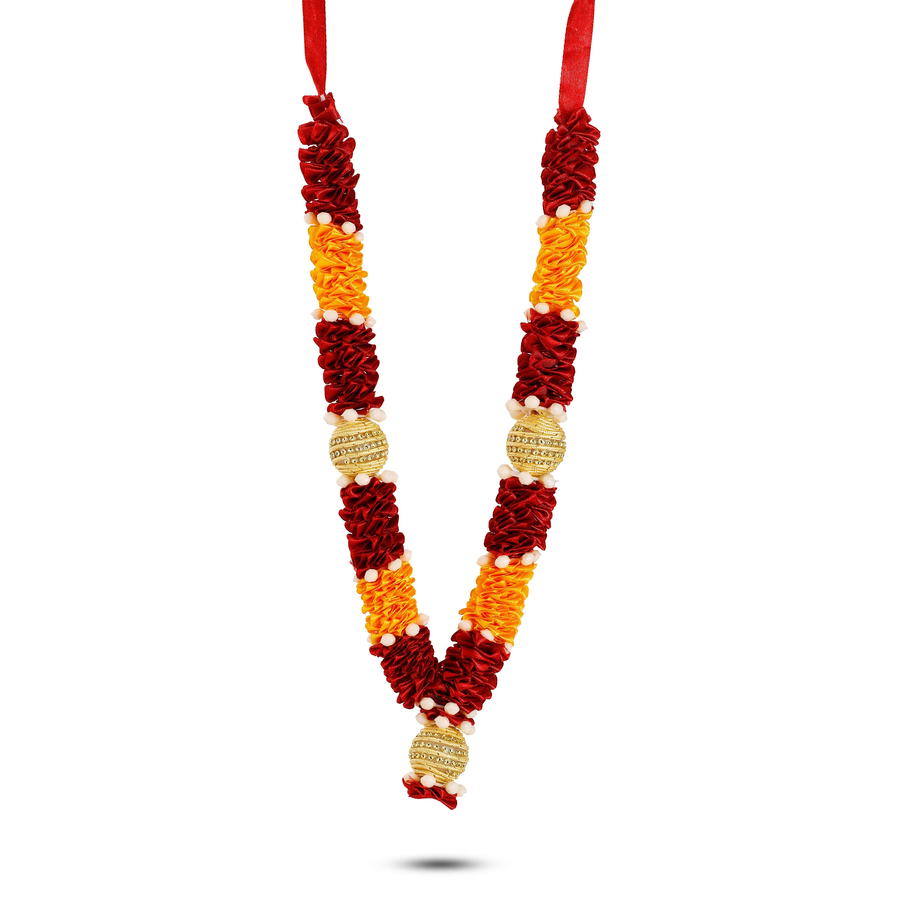 Artificial Garland - 12 Inches | Cloth Mala/ Satin Garland for Photo Frame/ Assorted Design & Colour - Image 5