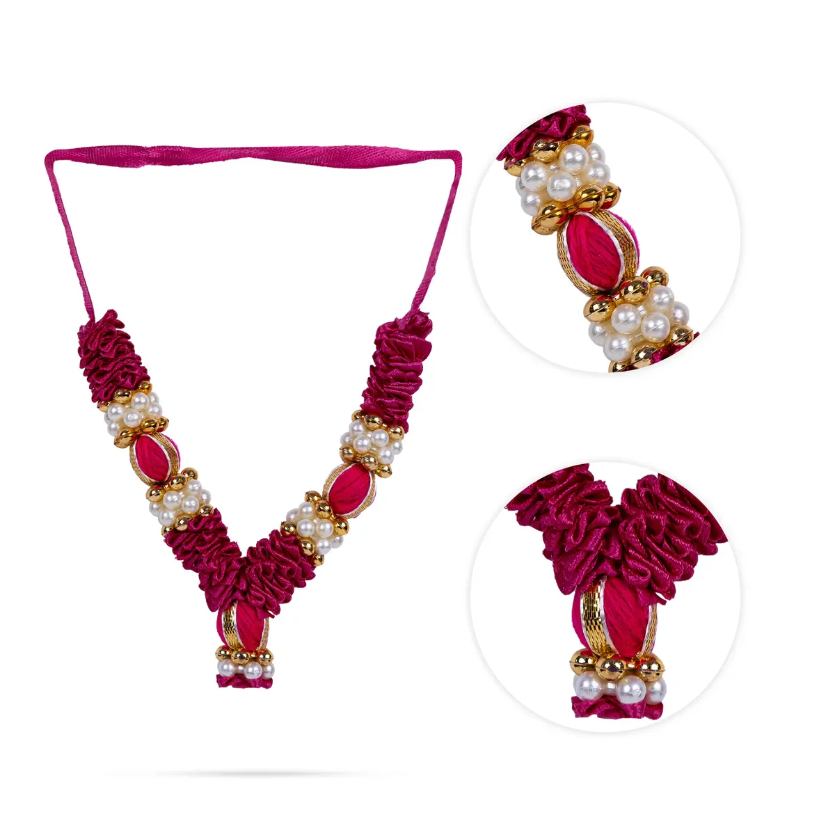 Satin Mala - 5 Inch | 6 Pcs / Artificial Flower Garland / Satin Mala For Deity Decor - Image 7