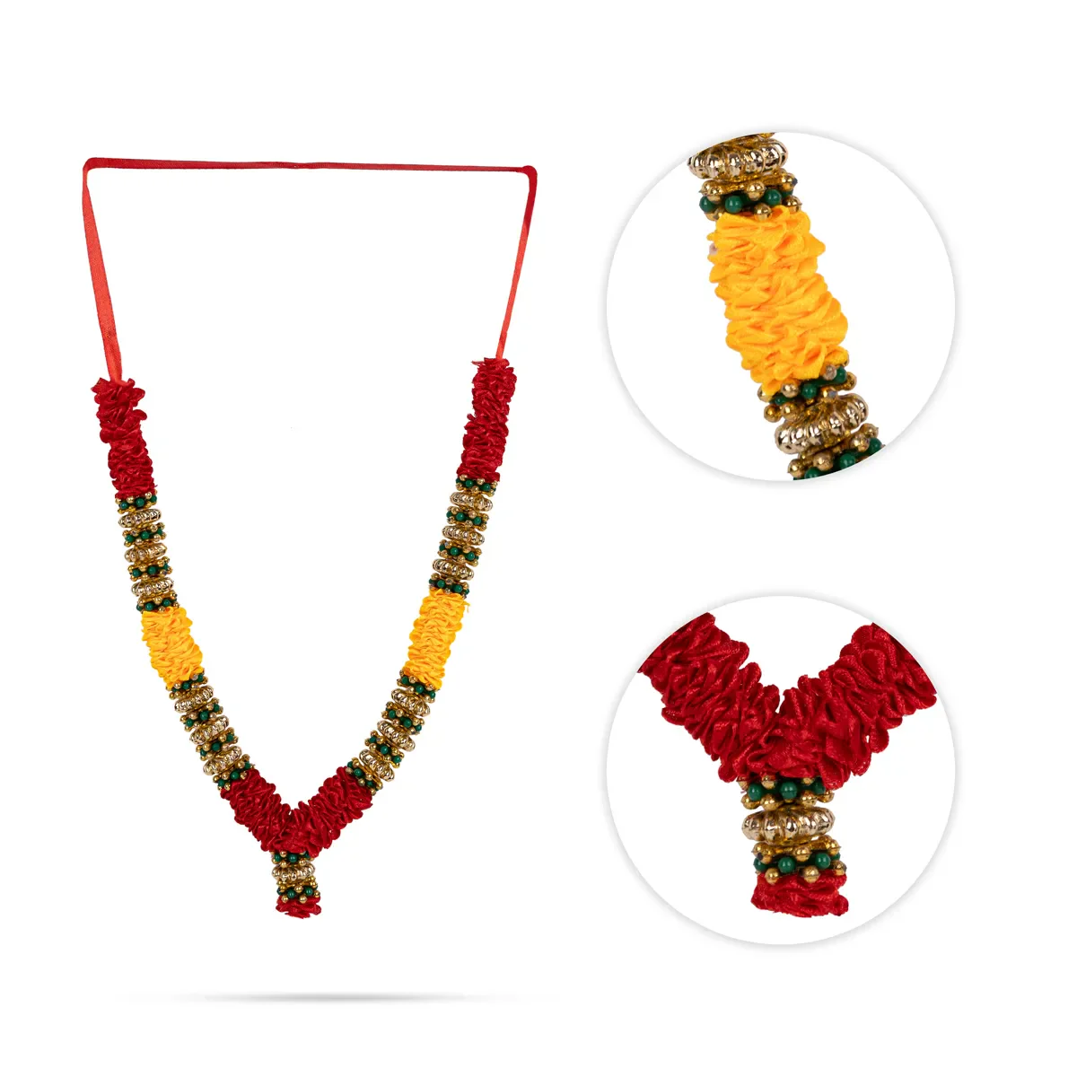 Satin Mala - 5 Inch | Artificial Flower Garland / Satin Mala For Deity Decor - Image 3
