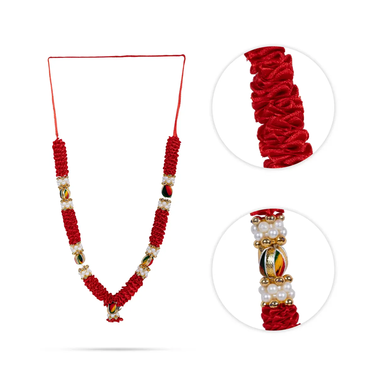Satin Mala - 9 Inch | Artificial Flower Garland/ Satin Mala For God Decoration & Photo Frame - Image 3
