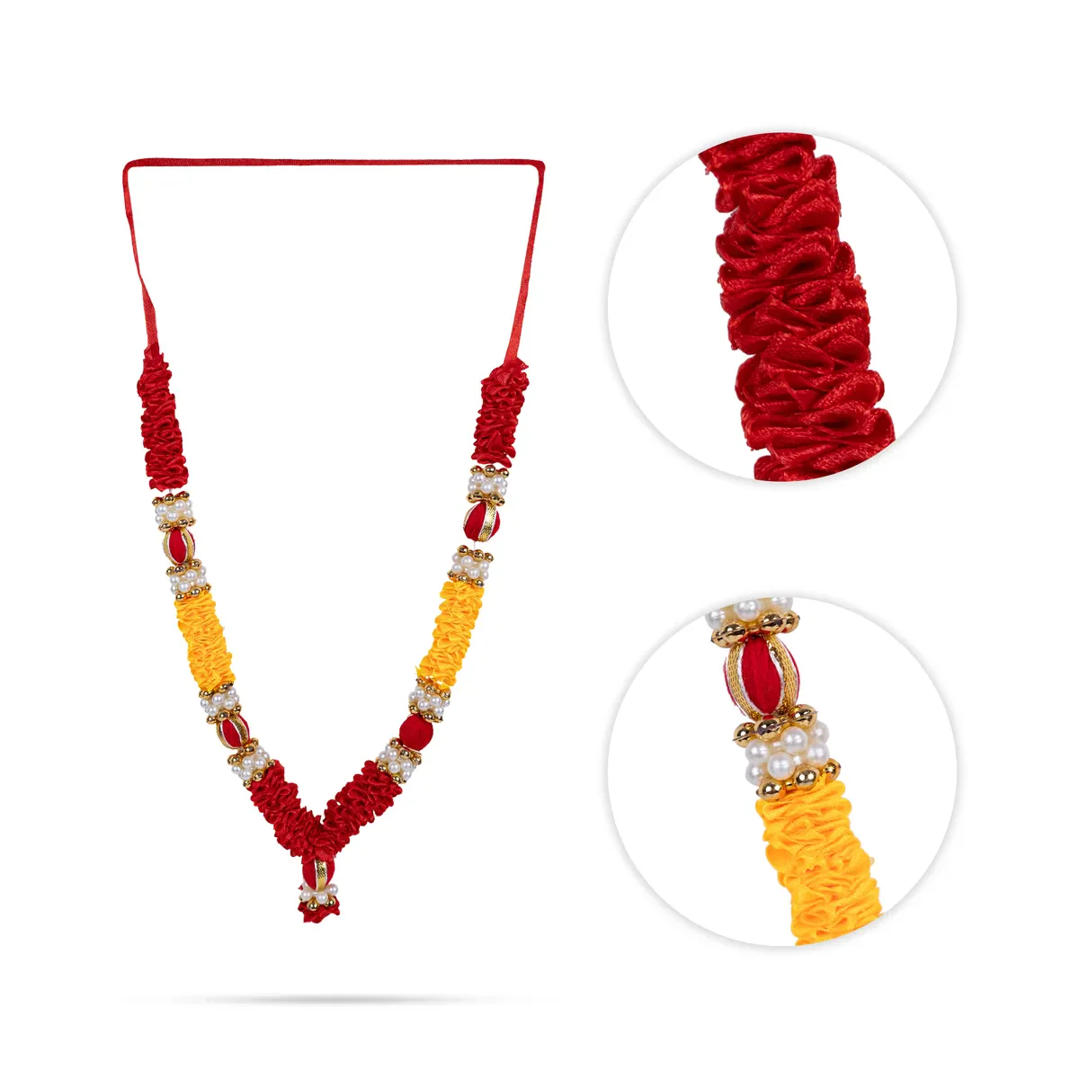 Satin Mala - 9 Inch | Artificial Flower Garland/ Satin Mala For God Decoration & Photo Frame - Image 4