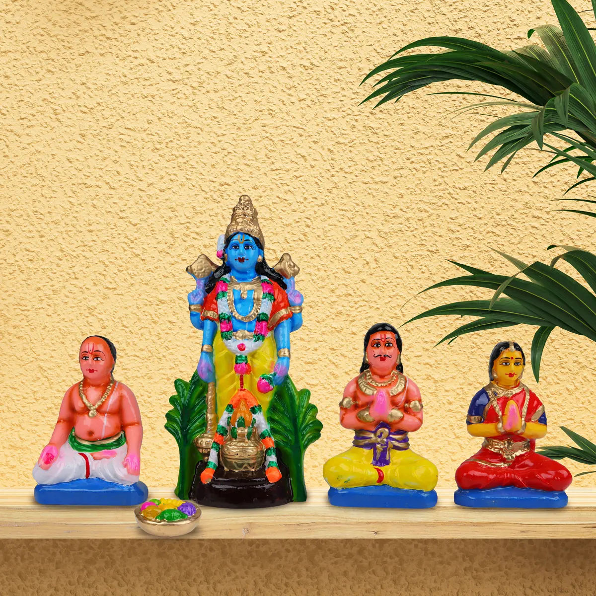Satyanarayana Idol Pooja Clay Golu Bommai Set - 10 X 5.5 Inches | Navaratri Golu Gombe/ Giri Golu Doll - Image 3