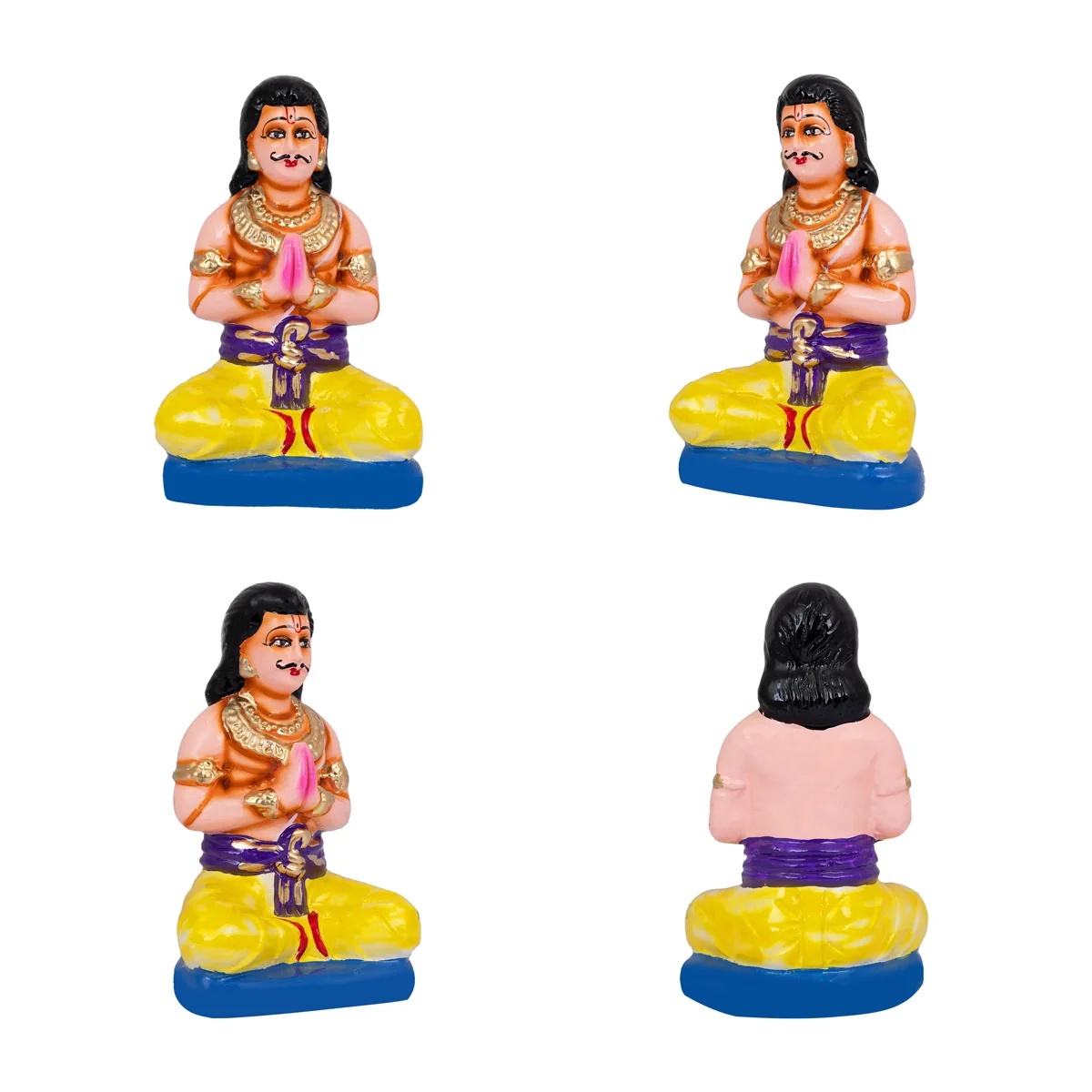 Satyanarayana Idol Pooja Paper Mache Golu Bommai Set - 11 X 5.5 Inches | Navaratri Golu Gombe/ Giri Golu Doll - Image 4