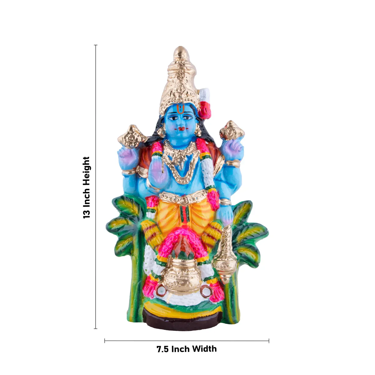 Satyanarayana Swamy Clay Golu Bommai - 13 x 7.5 Inches | Giri Golu Doll/ Navaratri Golu Bomma/Gombe/Bommai - Image 5
