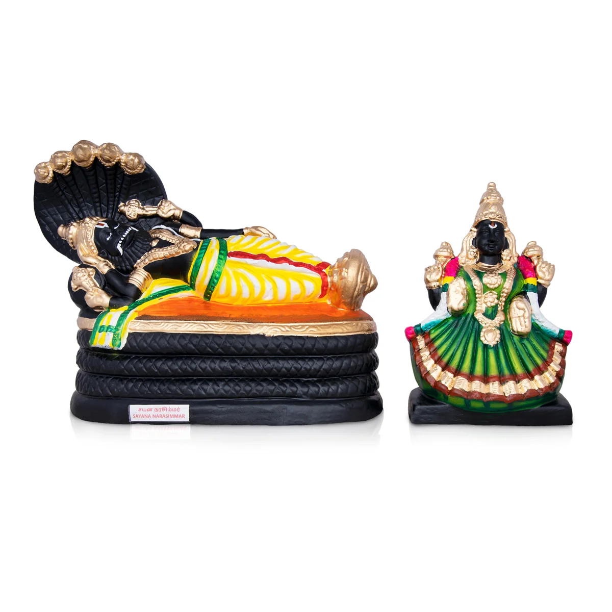 Sayana Narasimhar Clay Golu Bommai Pair - 10 x 13 Inches | Giri Golu Doll/ Navaratri Golu Bomma/ Bommai/ Gombe - Image 2