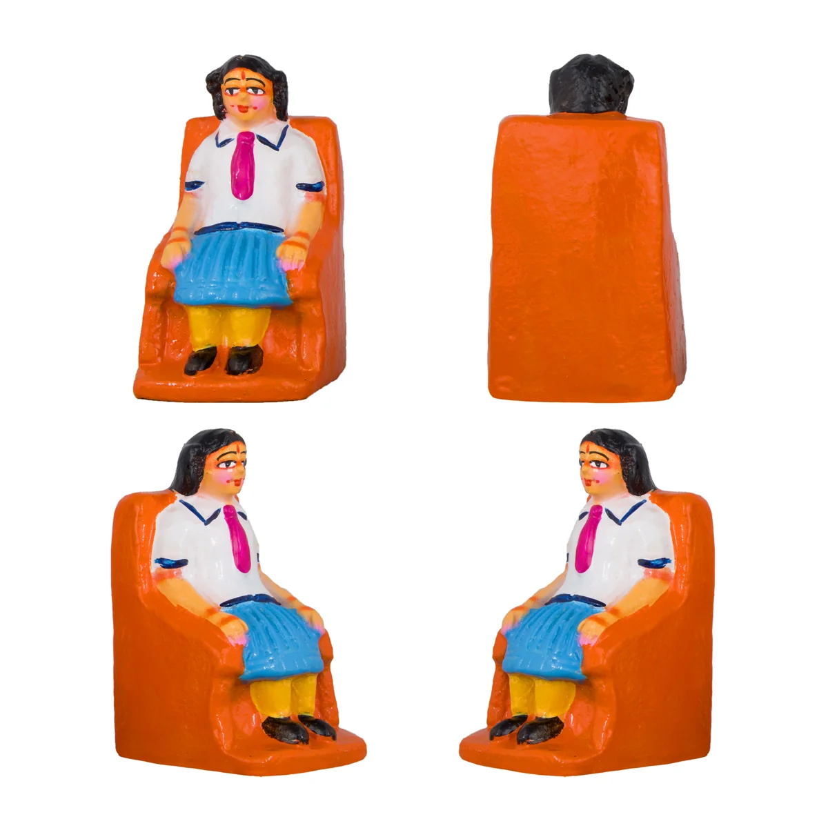 School Clay Golu Bommai Set - 5 x 2.5 Inches | Giri Golu Doll/ Navaratri Golu Bomma/Gombe/Bommai - Image 2