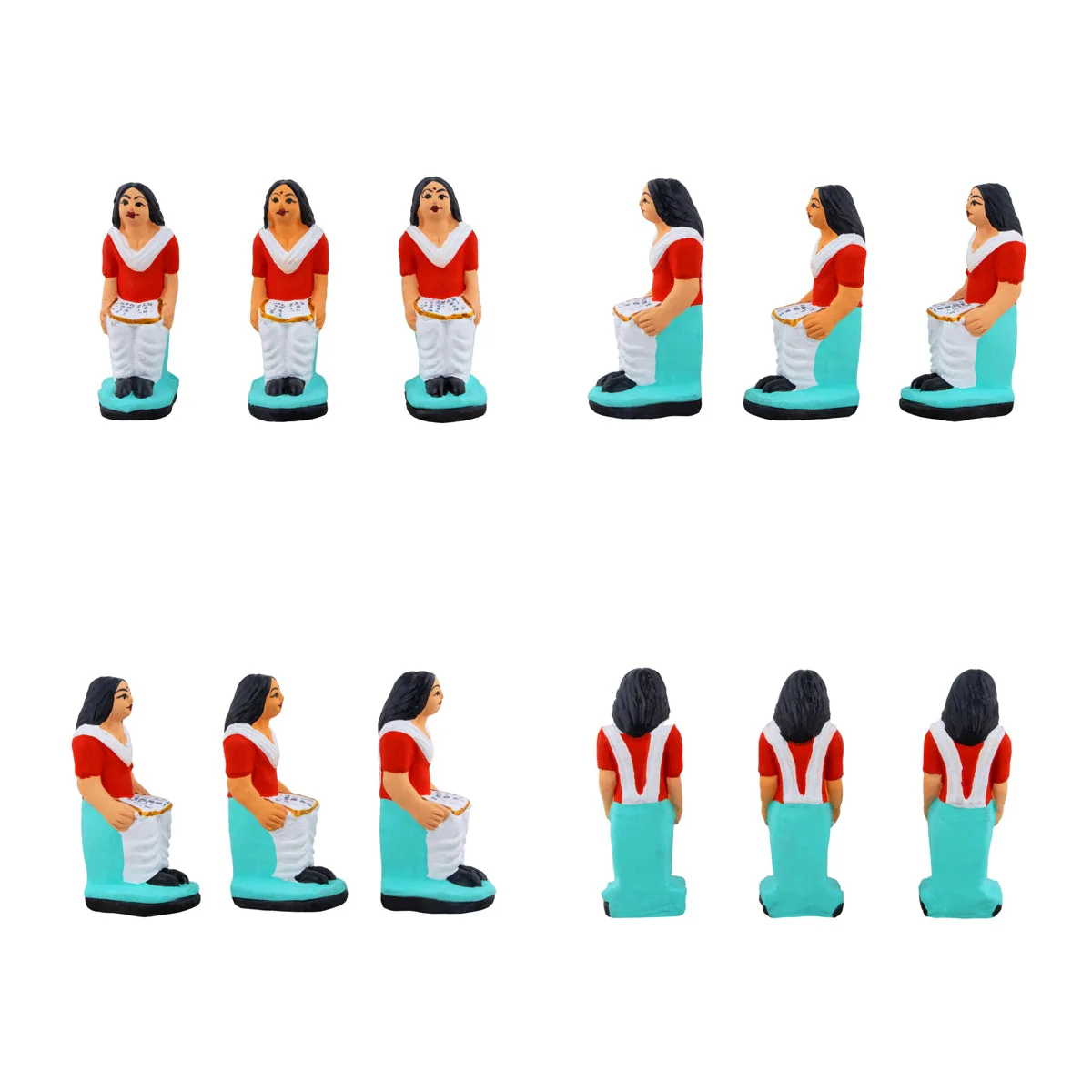 School Clay Golu Bommai Set - 7 x 3 Inches | Navaratri Gombe/ Giri Golu Doll/ Navratri Decor - Image 4