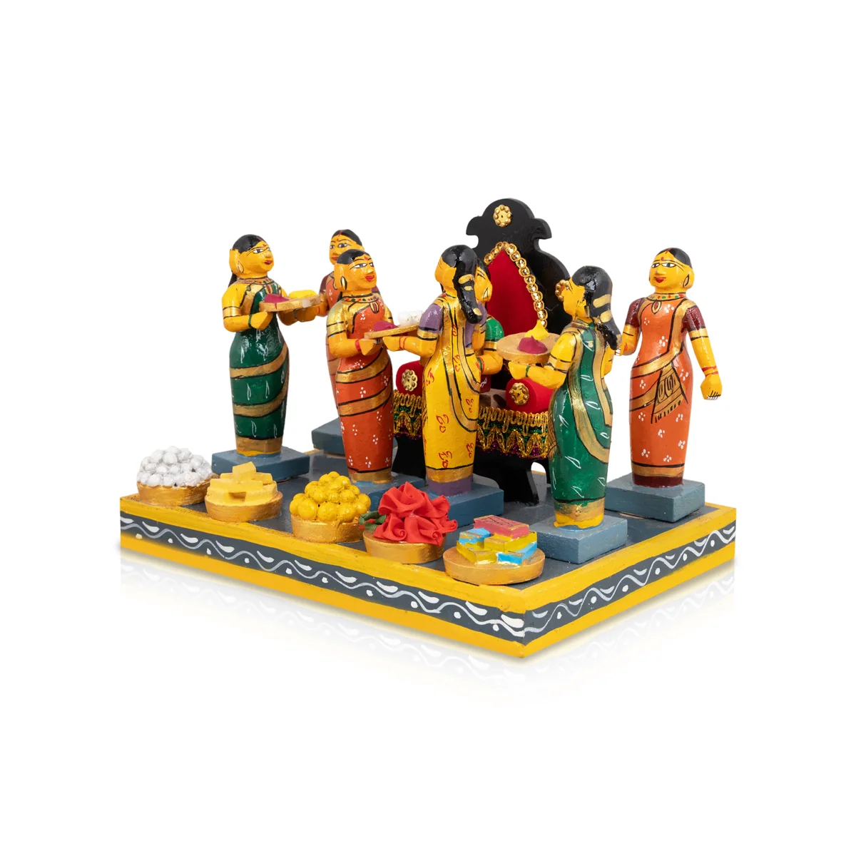 Seemantham Kondapalli Bommalu - 7 X 9.5 Inches | Kolu Bommai/ Golu Doll/ Wood Sculpture For Home Decor - Image 2