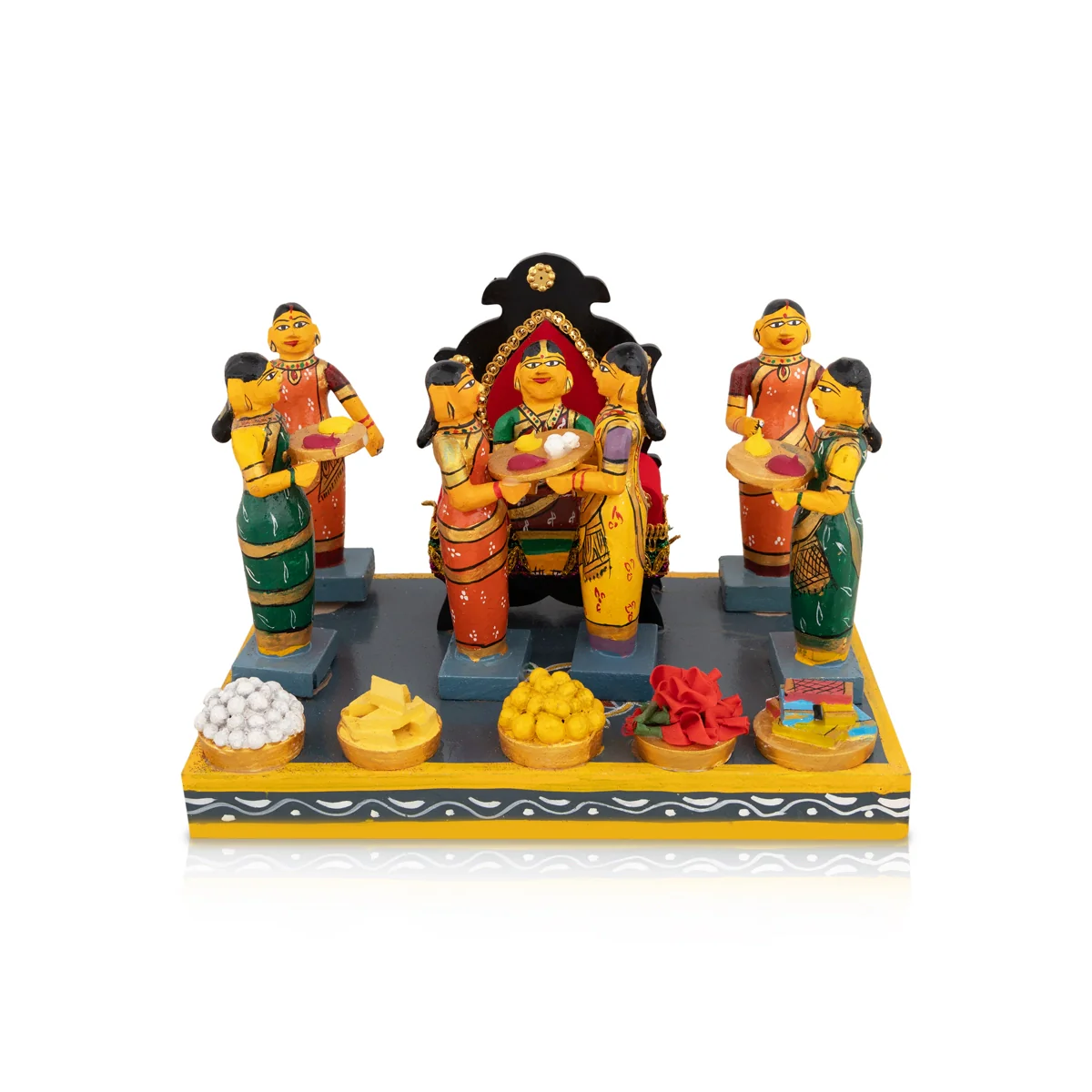 Seemantham Kondapalli Bommalu - 7 X 9.5 Inches | Kolu Bommai/ Golu Doll/ Wood Sculpture For Home Decor - Image 3