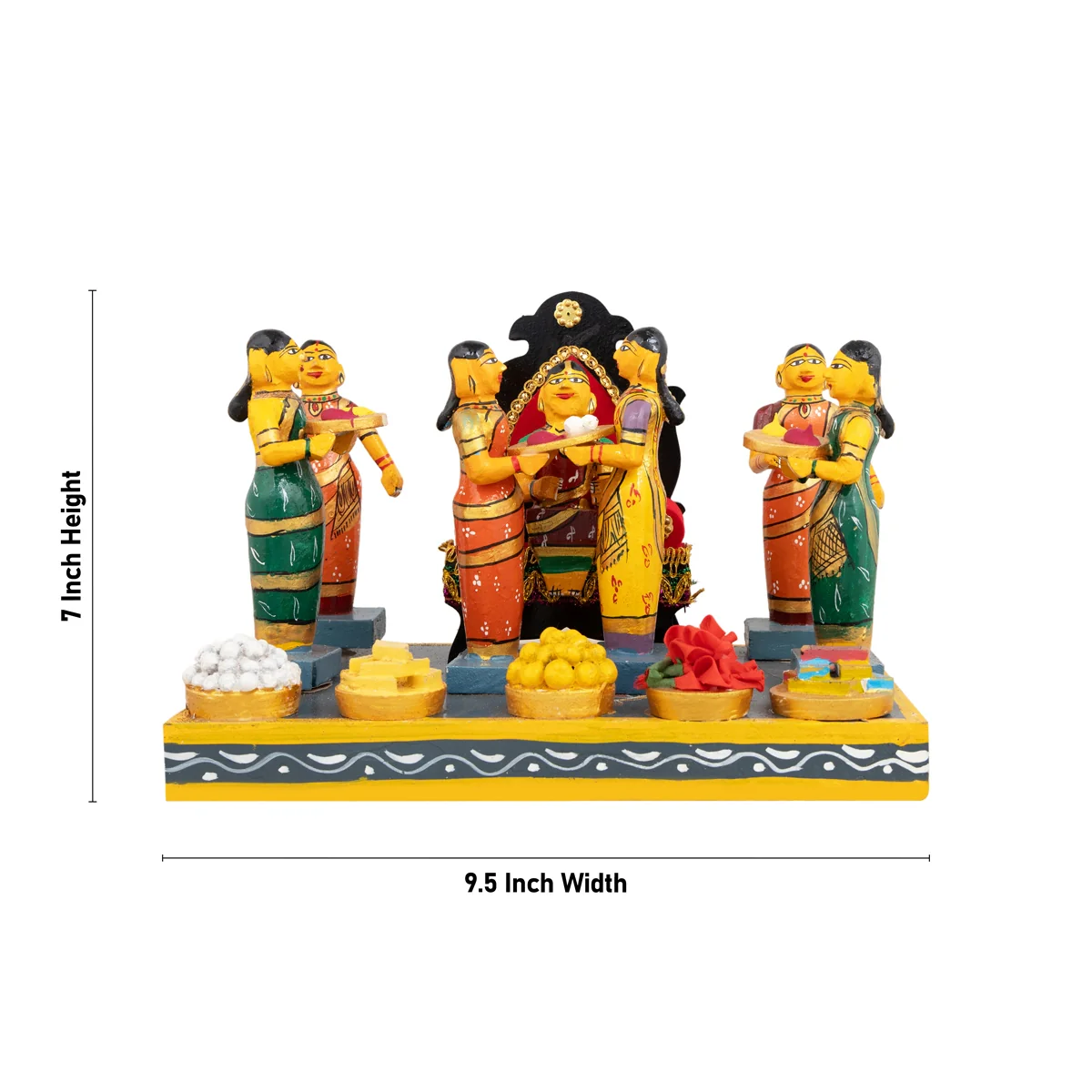 Seemantham Kondapalli Bommalu - 7 X 9.5 Inches | Kolu Bommai/ Golu Doll/ Wood Sculpture For Home Decor - Image 5