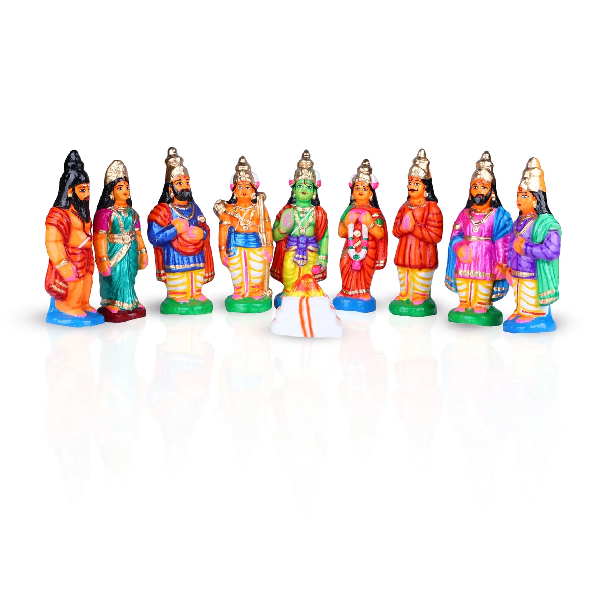Seetha Kalyanam Clay Golu Bommai Set - 8.5 x 3 Inches | Giri Golu Doll/ Navaratri Golu Bomma/Gombe/Bommai - Image 2