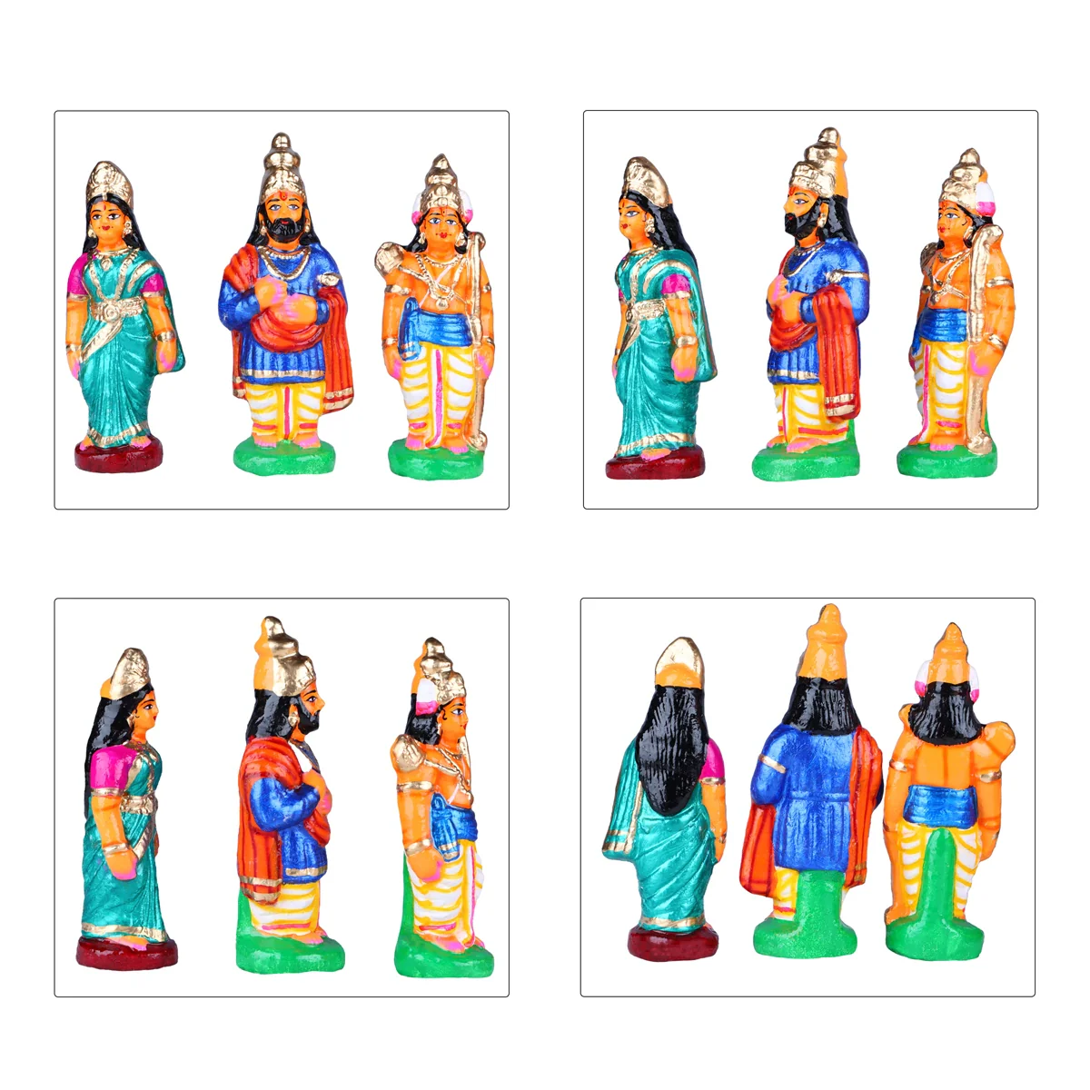Seetha Kalyanam Clay Golu Bommai Set - 8.5 x 3 Inches | Giri Golu Doll/ Navaratri Golu Bomma/Gombe/Bommai - Image 3