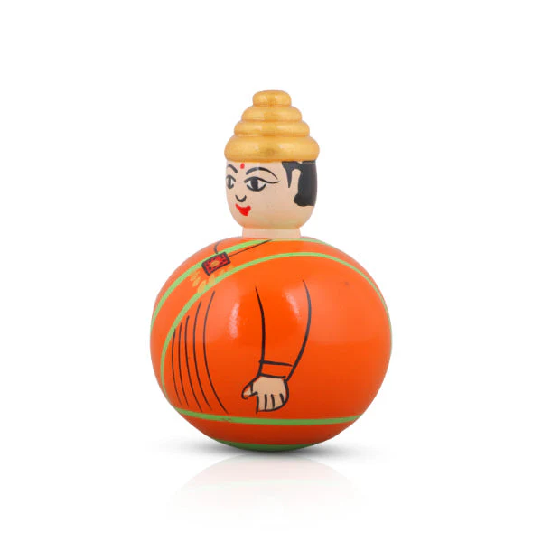 Self Balancing Doll - Men - Thalaiyatti Bommai - Wood - 6 Inch - Image 3