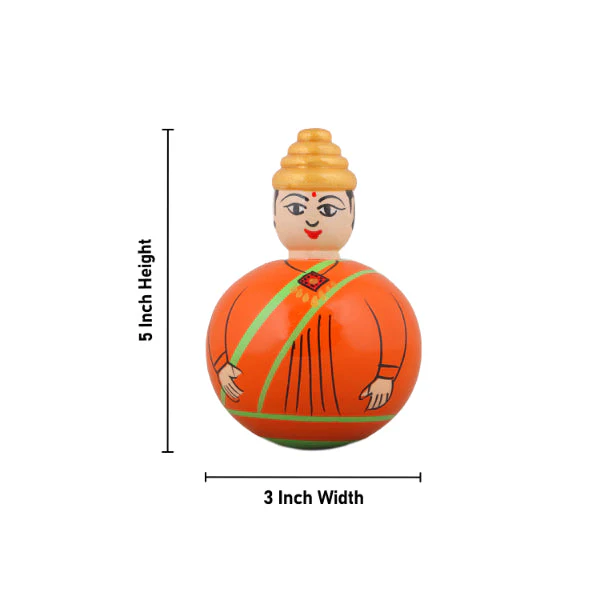 Self Balancing Doll - Men - Thalaiyatti Bommai - Wood - 6 Inch - Image 5