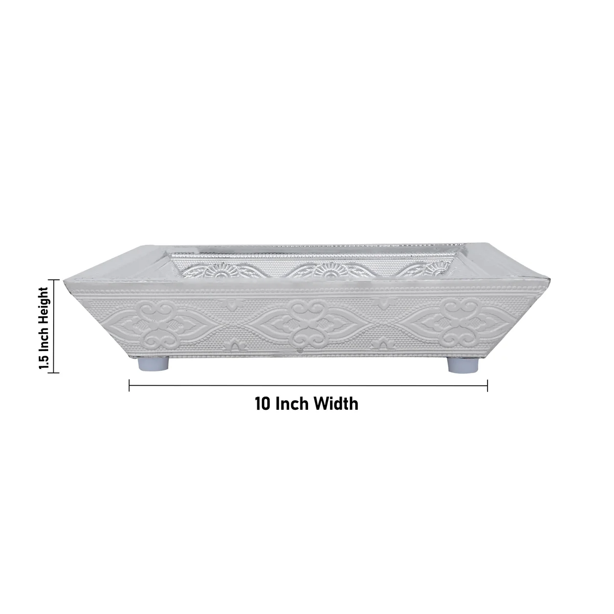 Serving Tray - 10 x 7 Inches | Silver Polish Tray/ 2 Glass Decorative Plate for Home - Image 2