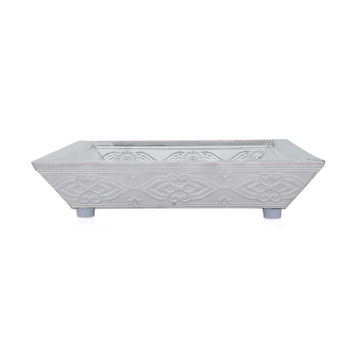 Serving Tray - 10 x 7 Inches | Silver Polish Tray/ 2 Glass Decorative Plate for Home - Image 3