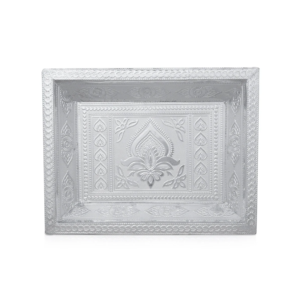 Serving Tray - 10 x 7 Inches | Silver Polish Tray/ 2 Glass Decorative Plate for Home - Image 4
