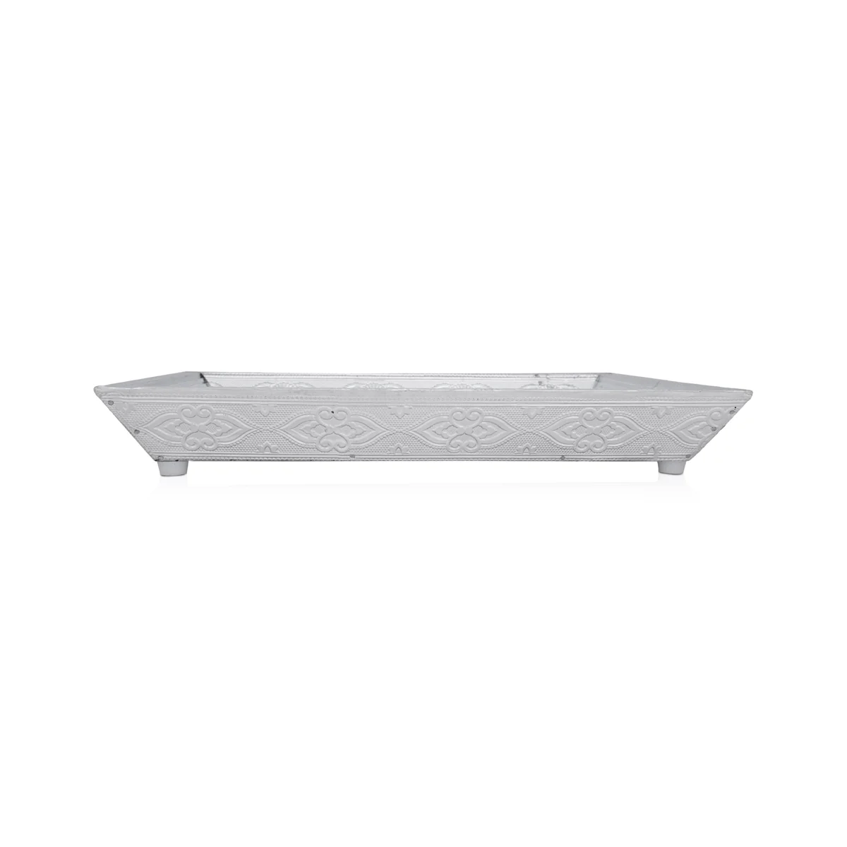 Serving Tray - 12 x 9 Inches | Silver Polish Tray/ 4 Glass Decorative Plate for Home - Image 2
