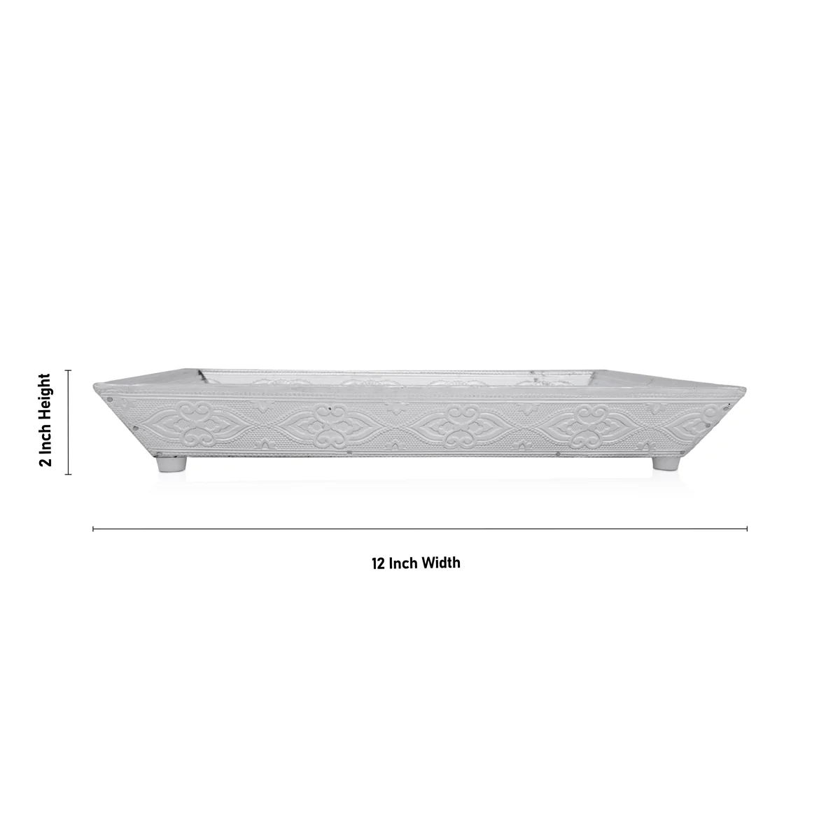 Serving Tray - 12 x 9 Inches | Silver Polish Tray/ 4 Glass Decorative Plate for Home - Image 5