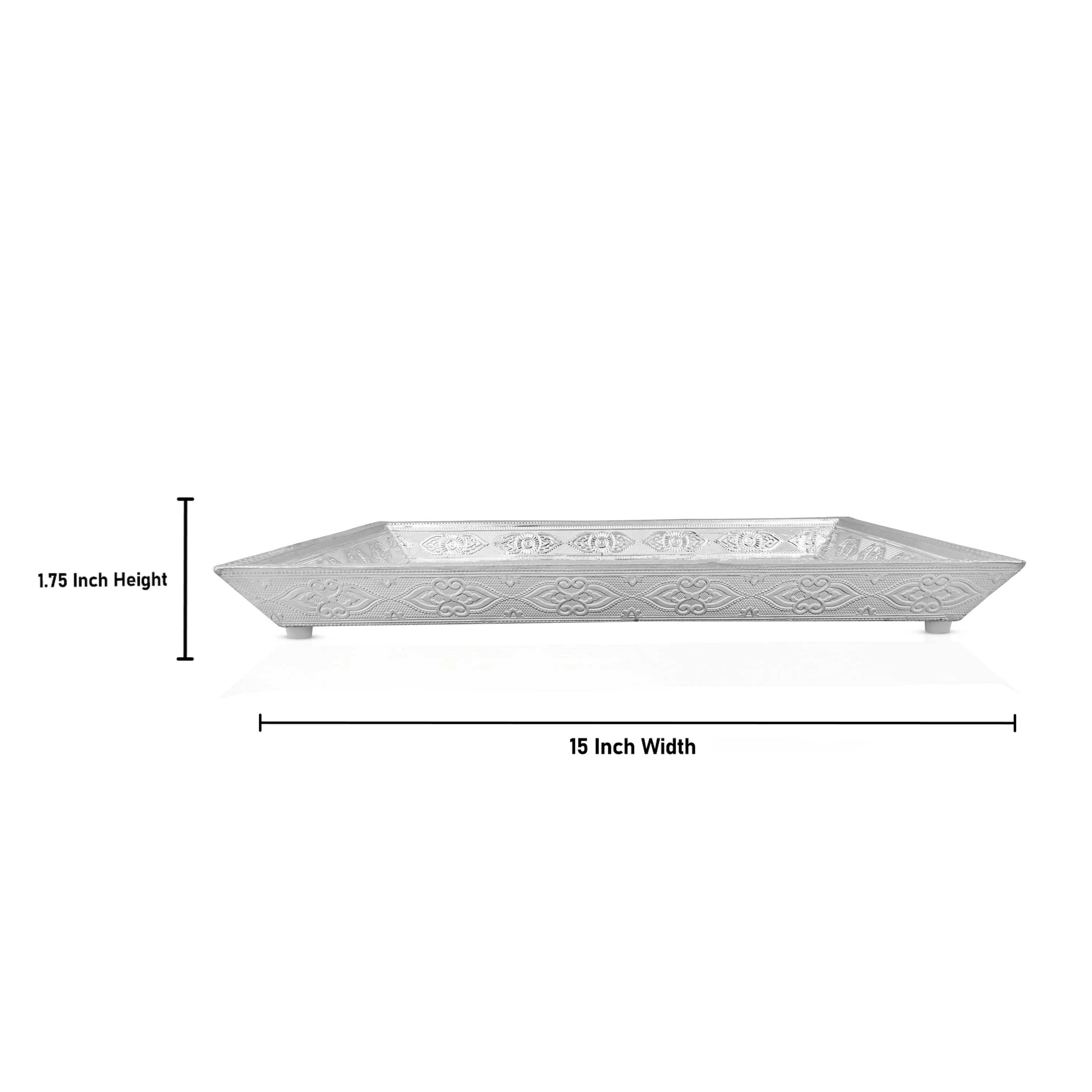 Serving Tray - 16 x 13 Inches | Silver Polish Tray/ 8 Glass Decorative Plate for Home - Image 5