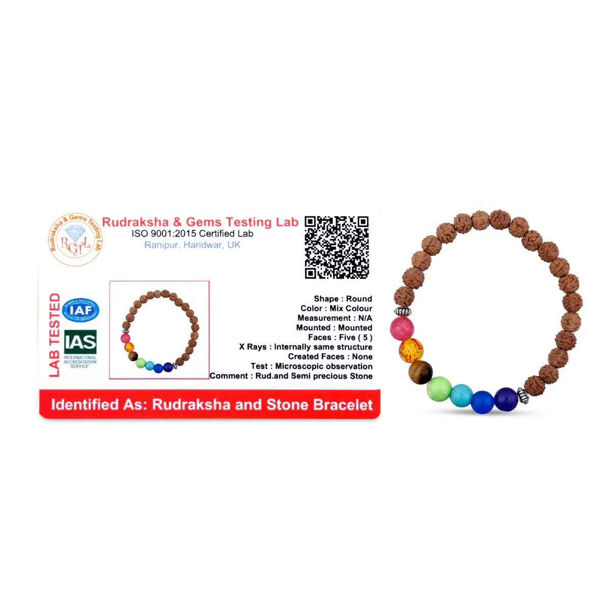 Seven Chakra Bracelet - 2.5 Inches | 7 Chakra & Rudraksha Hand Band For Spiritual Wear - Image 2