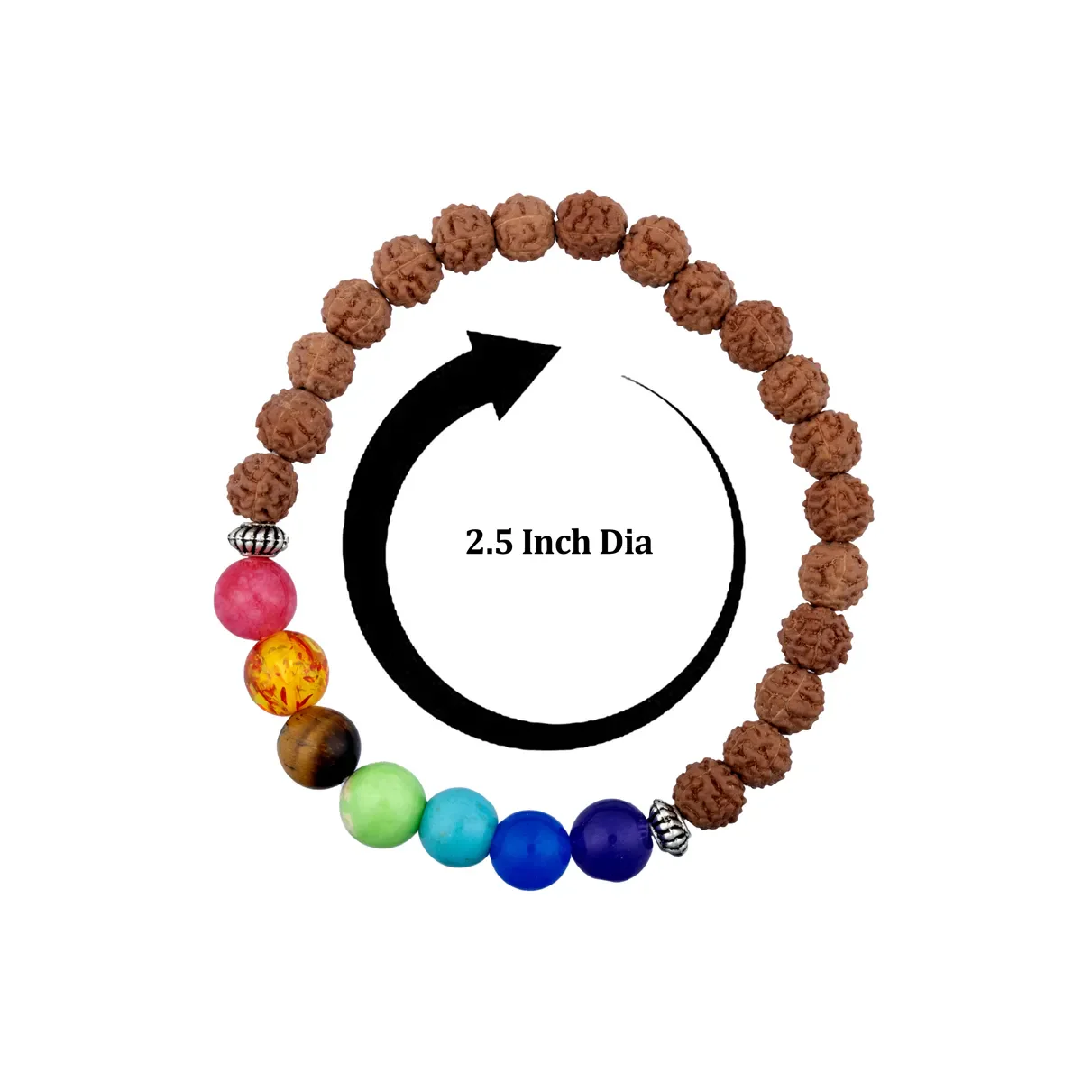Seven Chakra Bracelet - 2.5 Inches | 7 Chakra & Rudraksha Hand Band For Spiritual Wear - Image 4