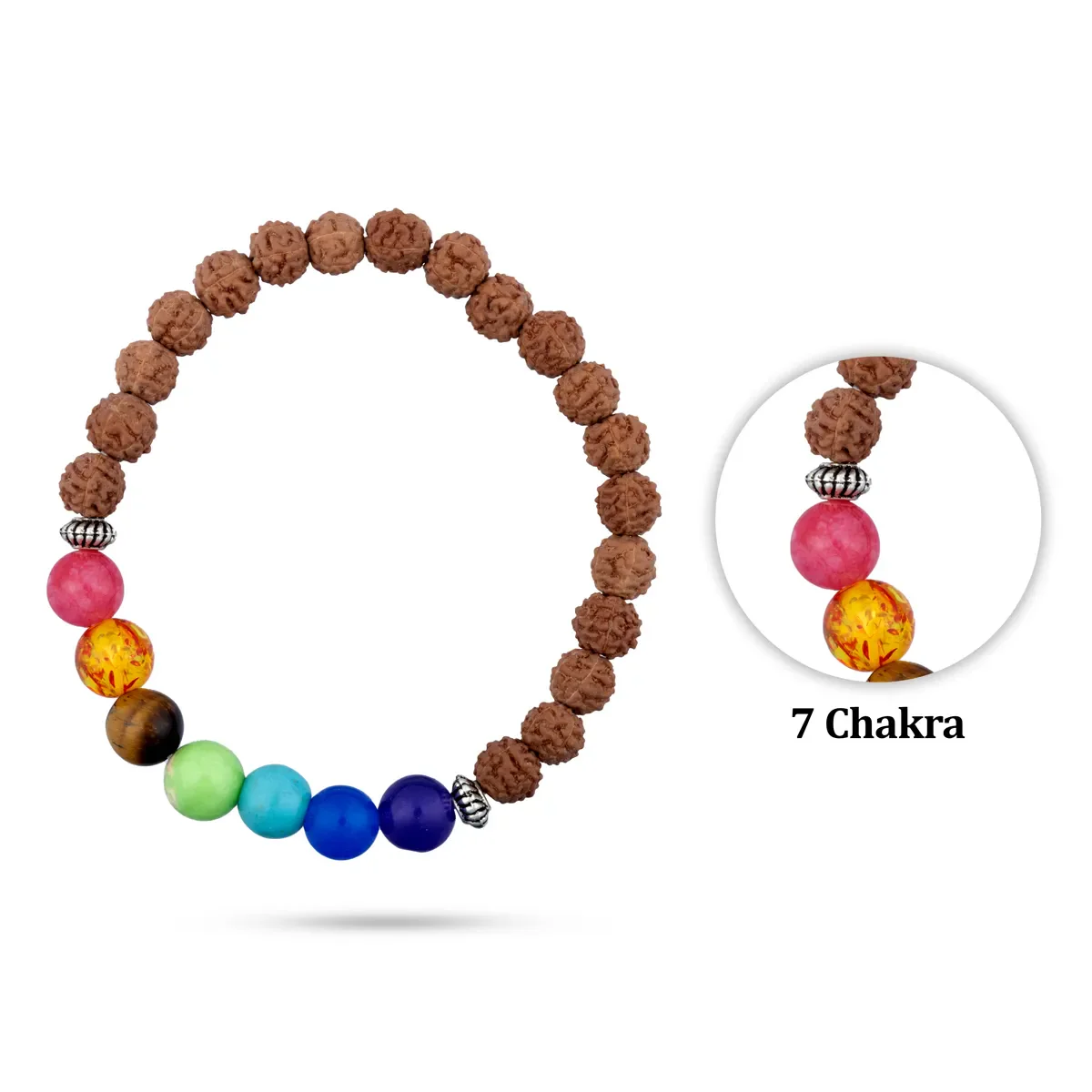 Seven Chakra Bracelet - 2.5 Inches | 7 Chakra & Rudraksha Hand Band For Spiritual Wear - Image 6