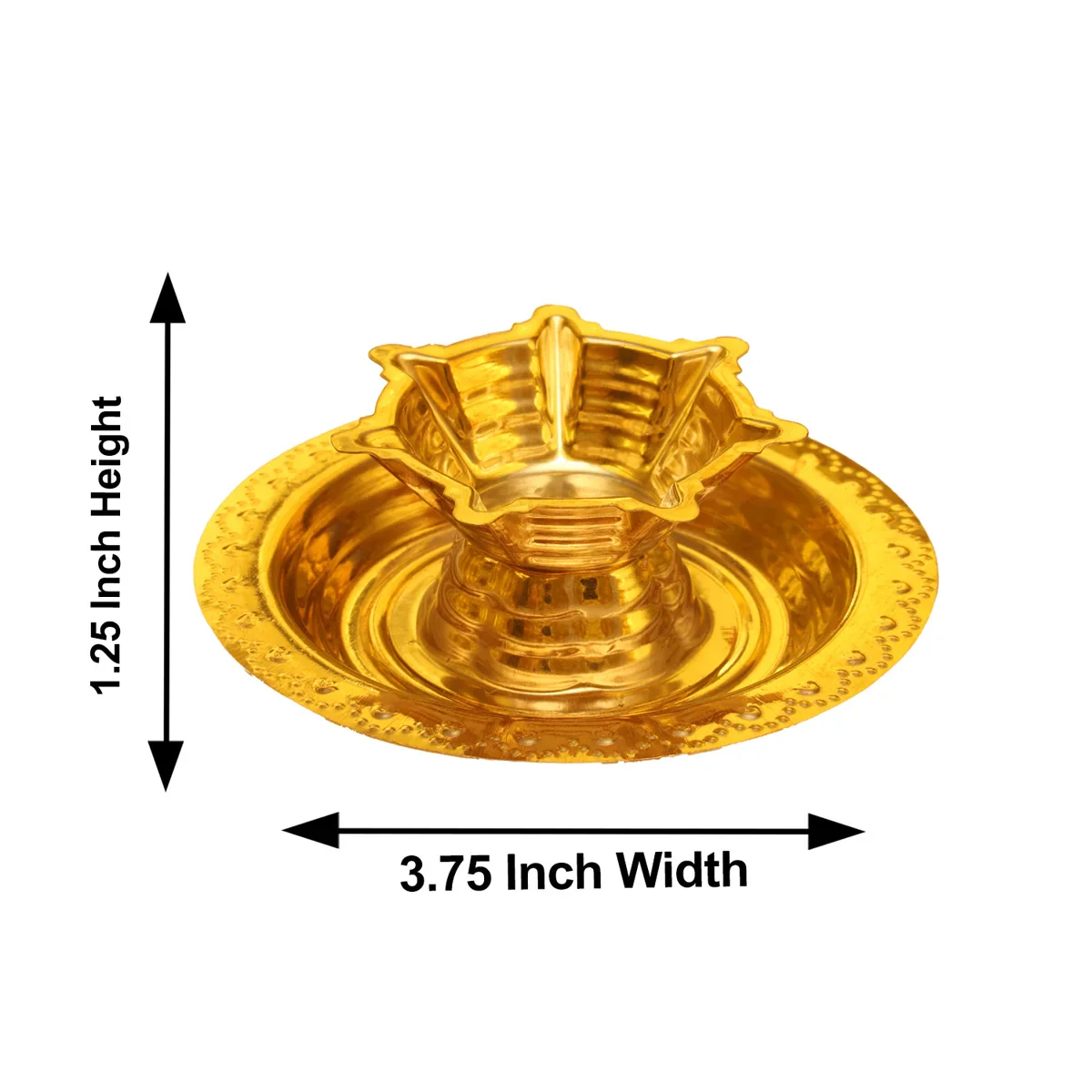 Seven Star Deep with Plate - 1.25 x 3.75 Inches| Brass Lamp/ 7 Star Diya for Pooja/ 34 Gms Approx - Image 3